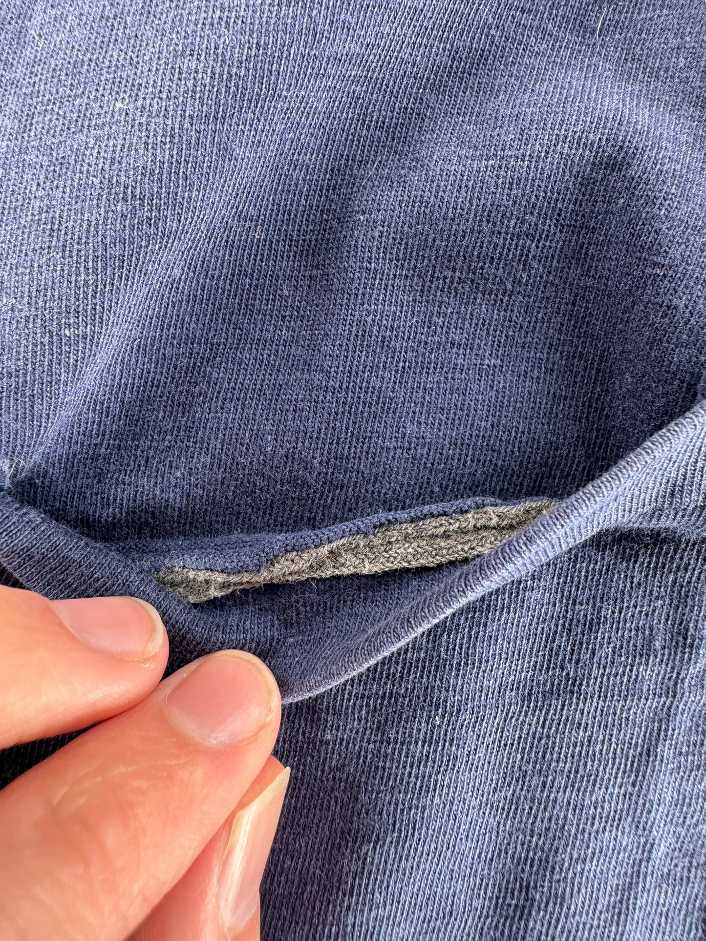 Selvedge Pocket on Vintage Navy Blue Single Stitch Tee SZ S
