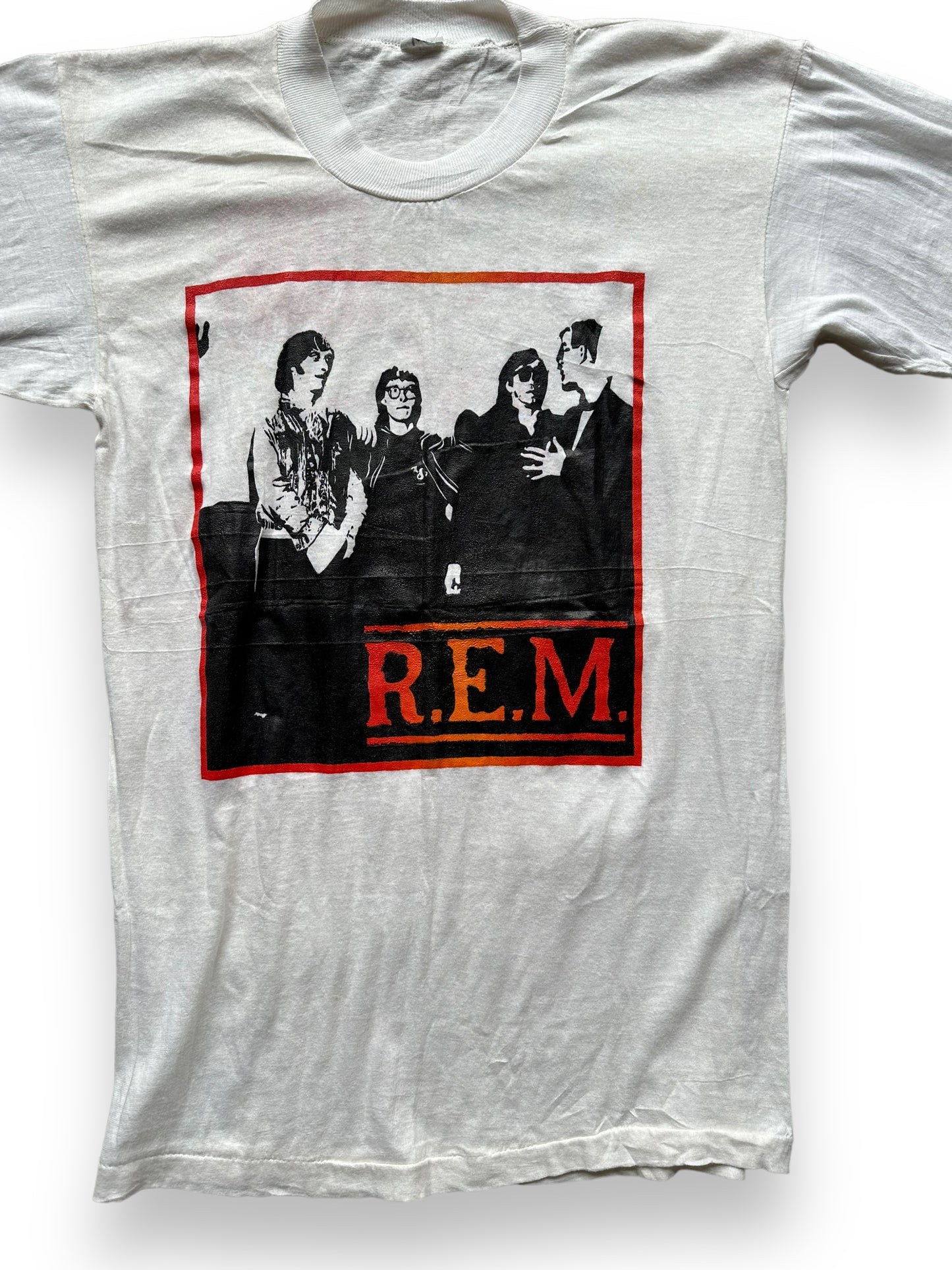 Front Detail on Vintage REM Reckoning Bootleg Tee SZ XL | Barn Owl Vintage Clothing | Vintage Athens Georgia Rock Tees Seattle