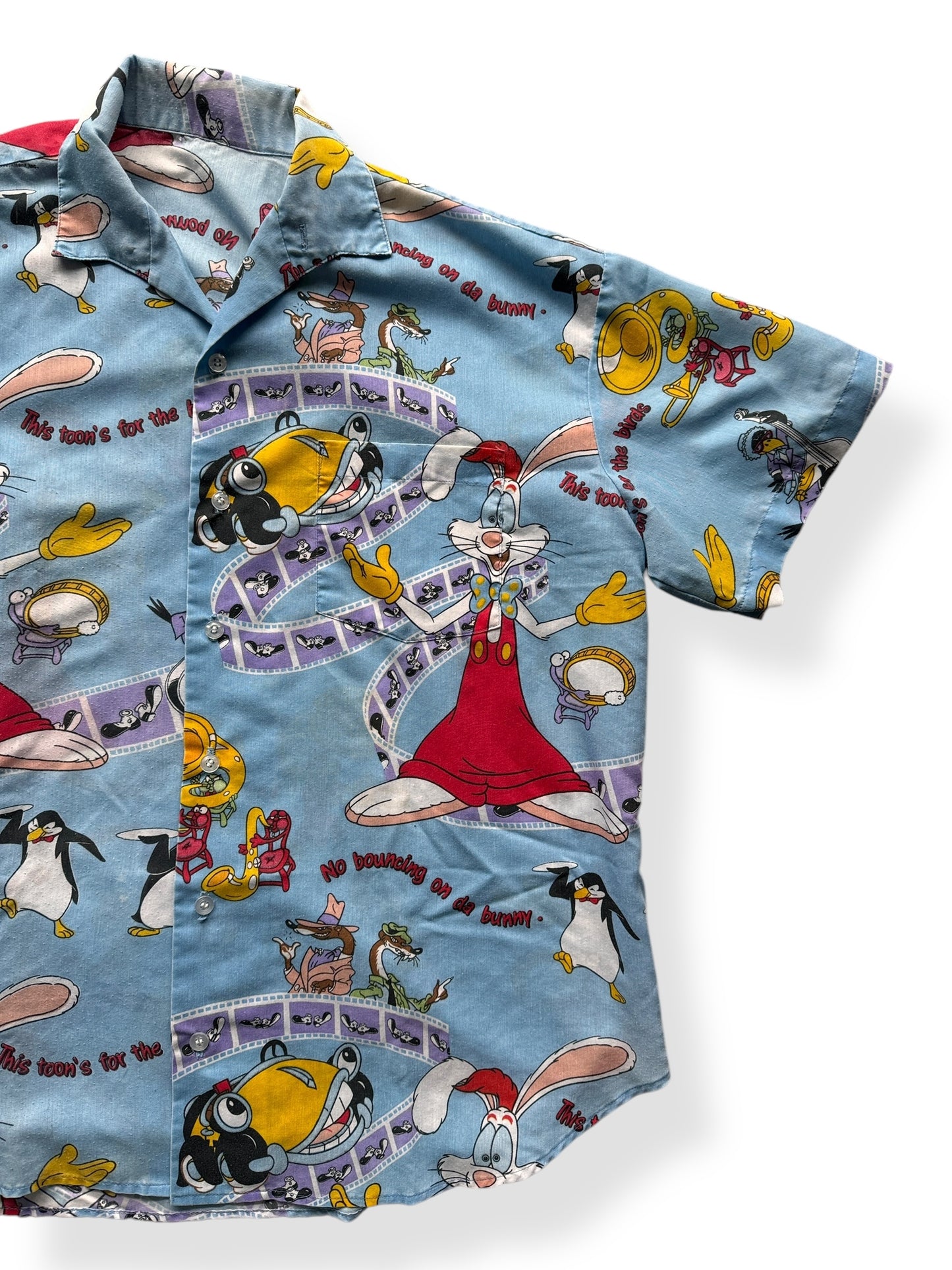 Front Left of Vintage Roger Rabbit Button Up SZ XXL