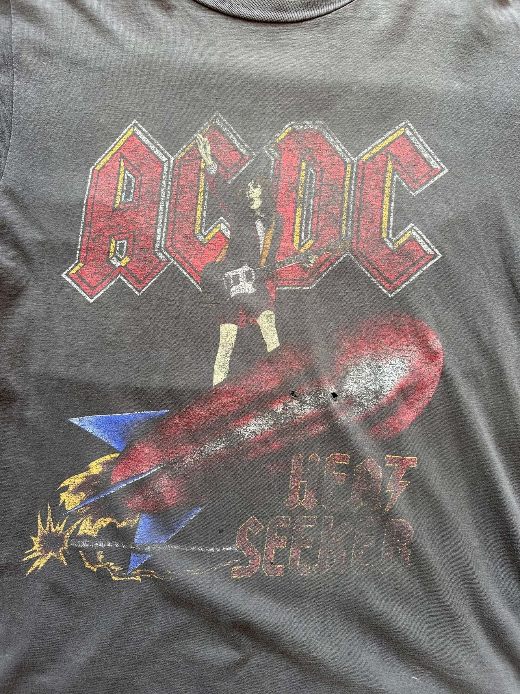 front close up of Vintage 80's ACDC "Heat Seeker" Band Tee Shirt SZ M