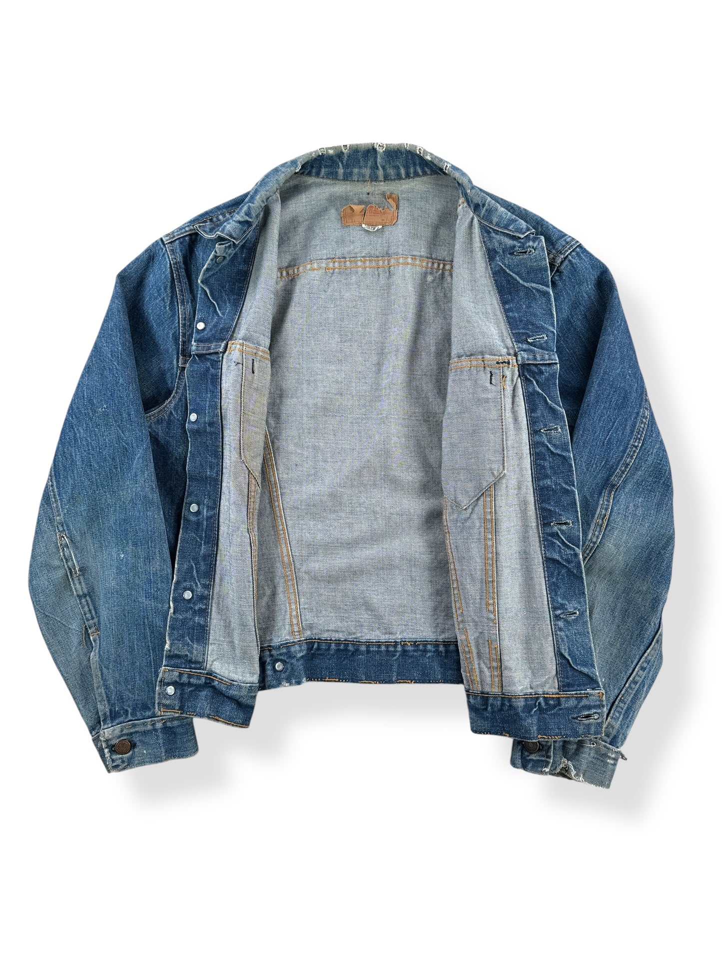 Inside of Vintage Big E Levis 70505 Jacket SZ 42 AS IS