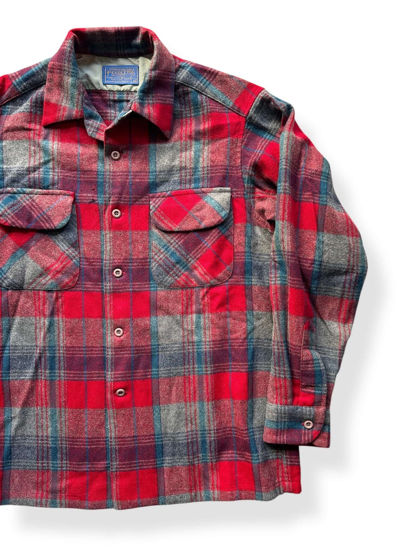Front Left of Vintage Pendleton Red and Blue Board Shirt SZ M