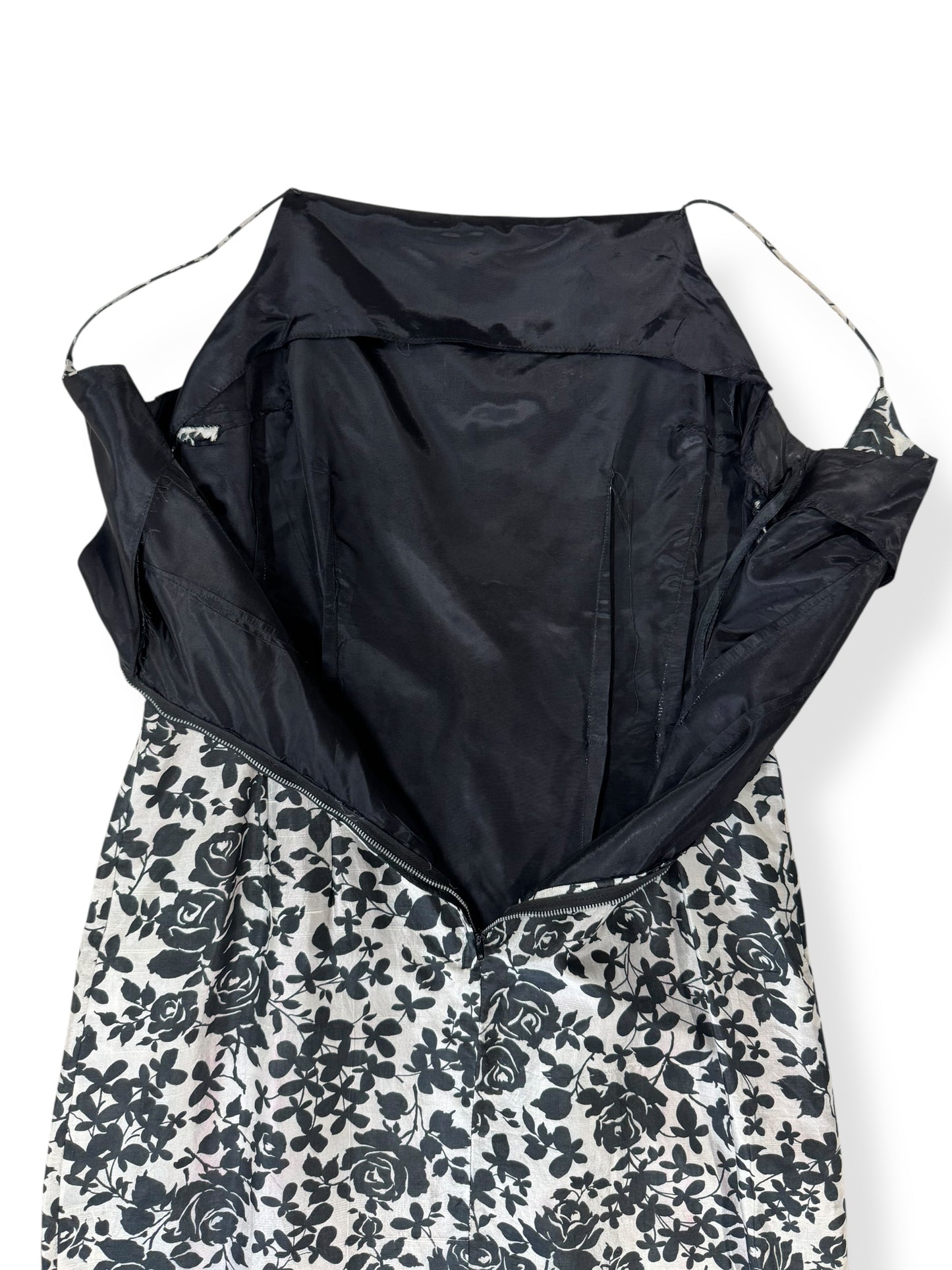 Open view of 60s Silk Floral Dress M