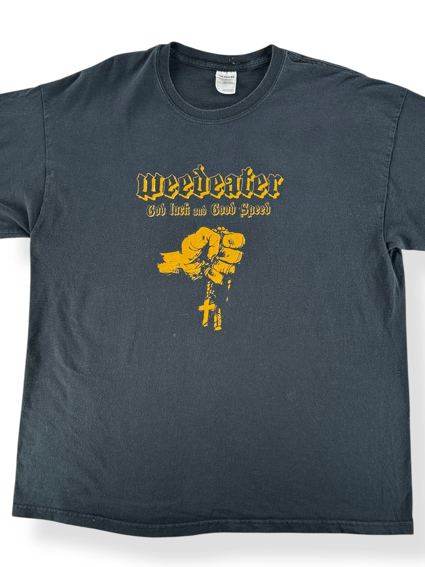 Front Close Up of Vintage 2007 Weedeater Tee SZ XL