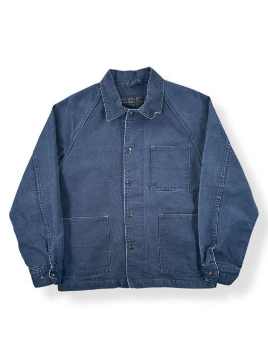 Front of Modern Filson Canvas Navy Blue Chore Coat SZ S