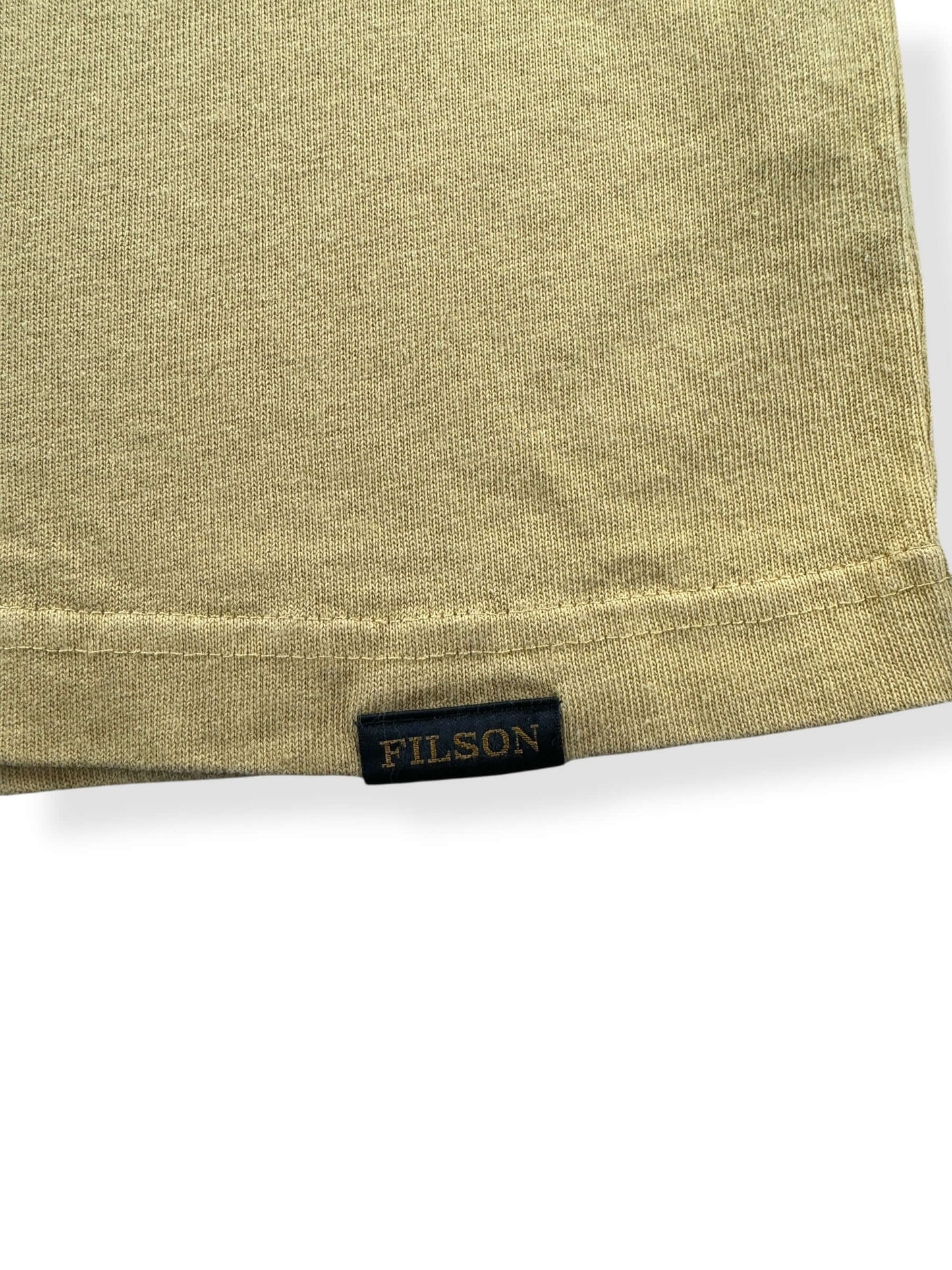 Label on Filson Frontier Dun Yellow Pocket Tee SZ M