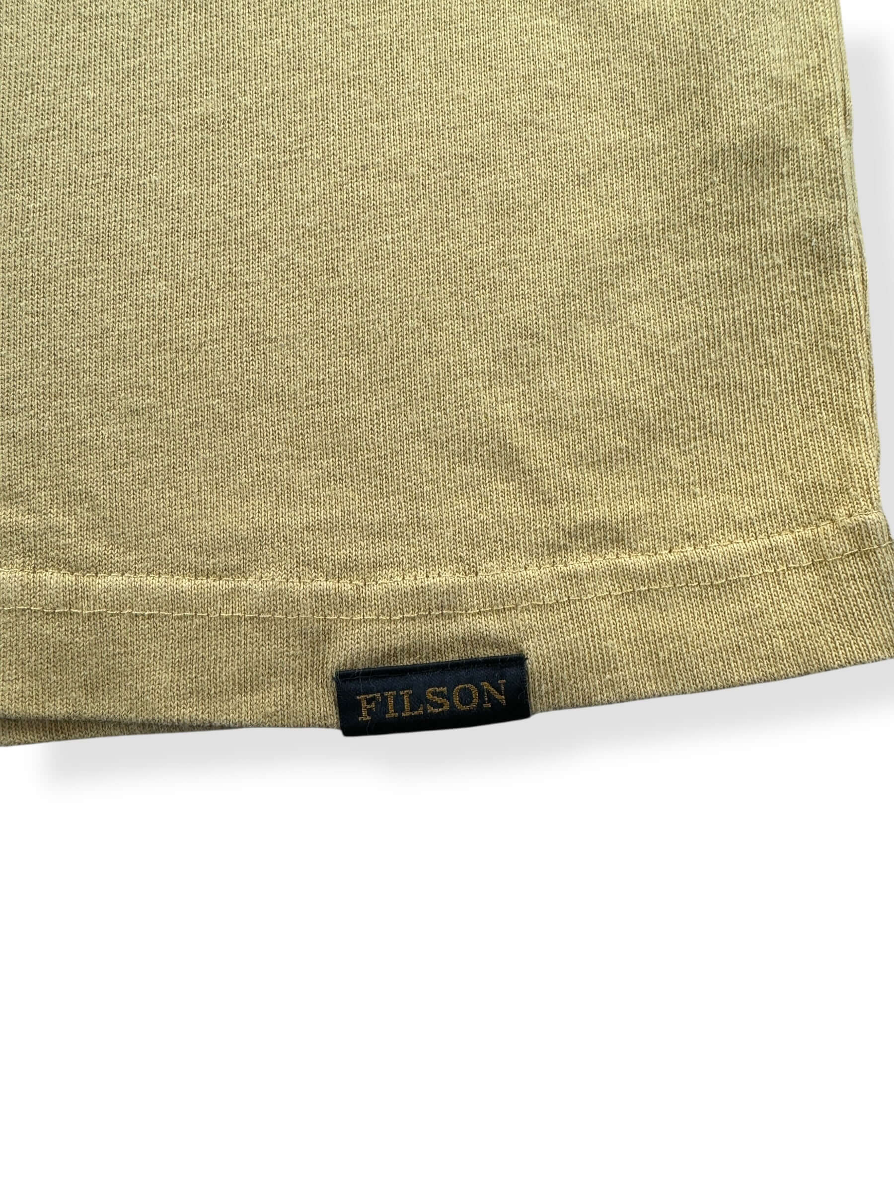 Label on Filson Frontier Dun Yellow Pocket Tee SZ M