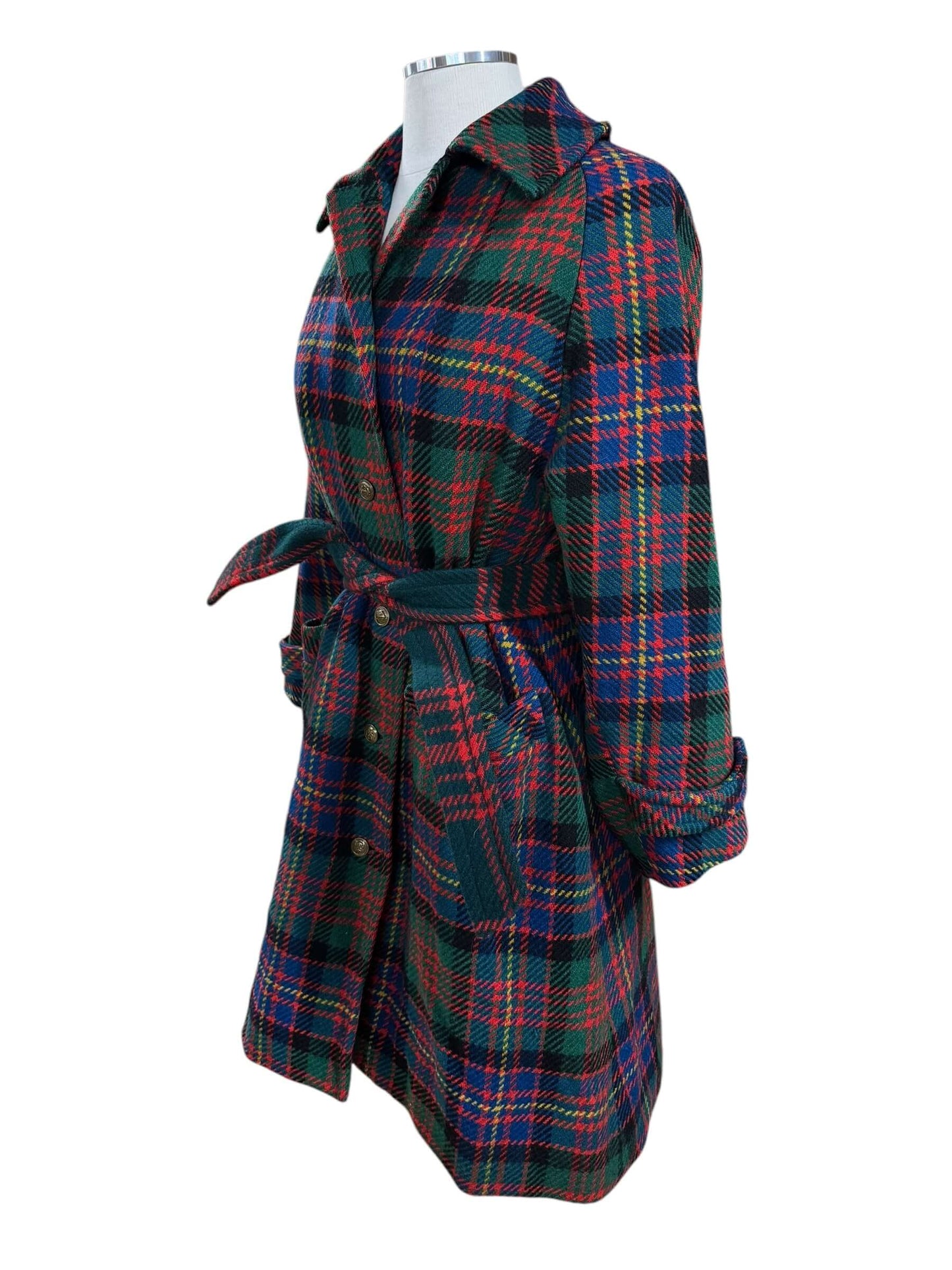 Side view of 1960s Plaid Coat L