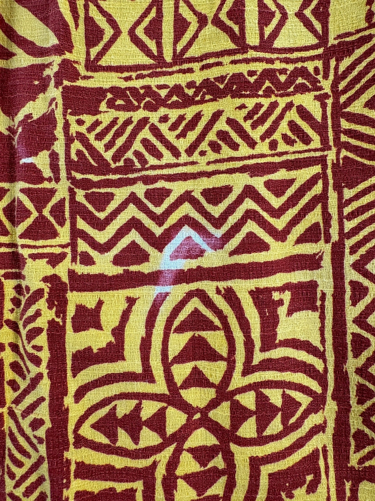 Bleach Stain on Vintage Liane Bark Cloth Aloha Shirt SZ L