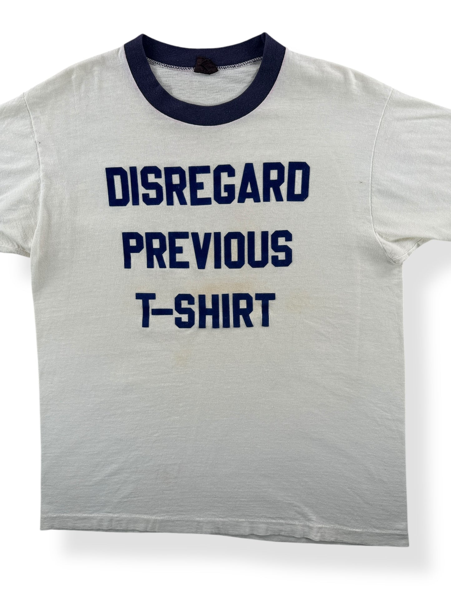 Front Close Up of Vintage Disregard Previous T-Shirt Ringer SZ L