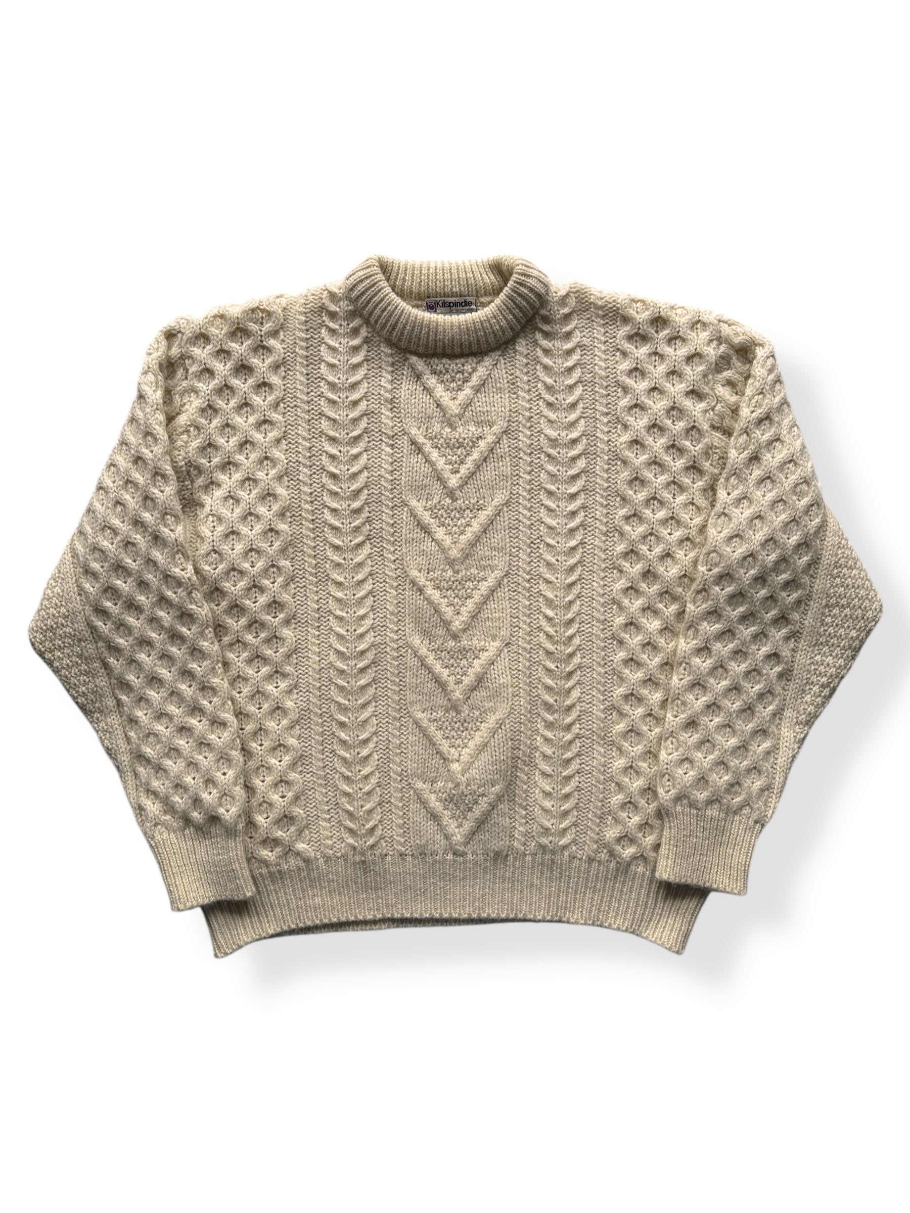 Front of Kilspindie Scottish Wool Fisherman Sweater SZ XL