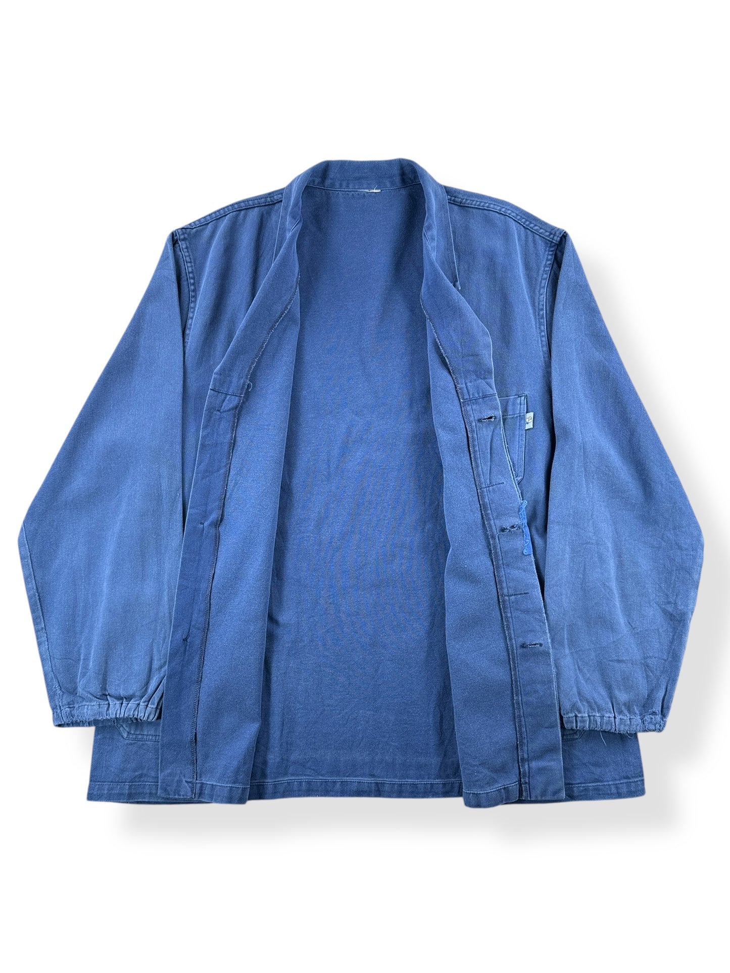 Inside of Vintage Repaired French Chore Coat SZ XL