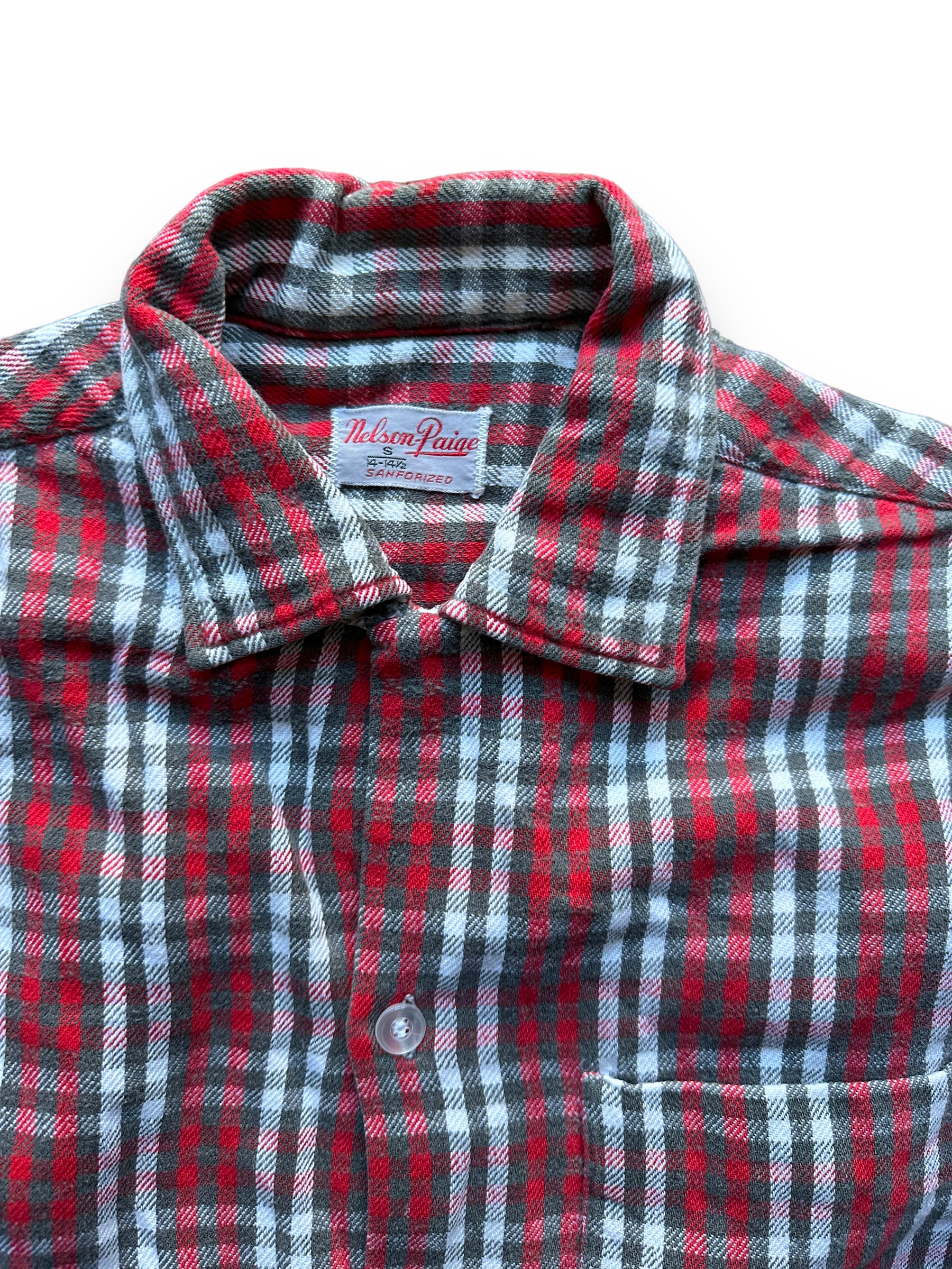 Tag View of Vintage Nelson Paige Cotton Flannel SZ L | Vintage Loop Collar Shirt Seattle | Barn Owl Vintage Seattle