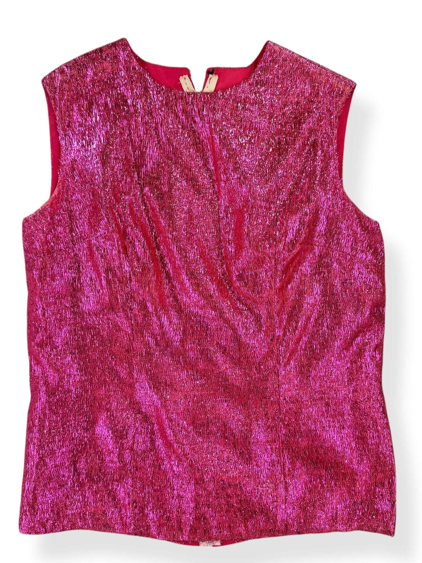 Front view of 1960s Pink Lamé Top L