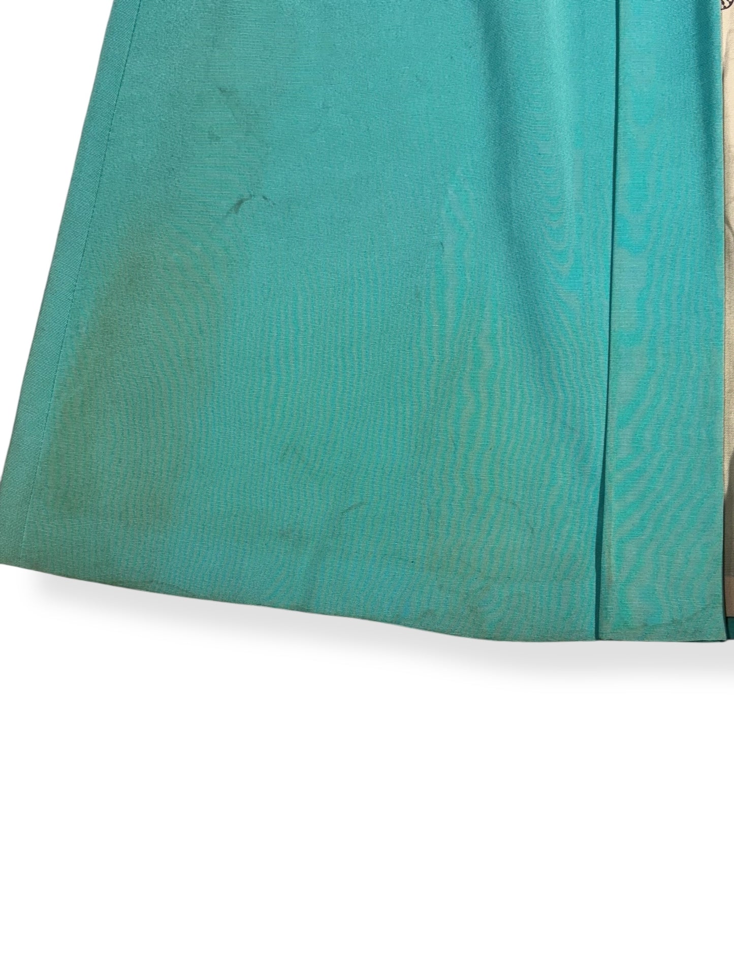Front right side hem 1940s Mint Grosgrain Cocktail Coat L-XL