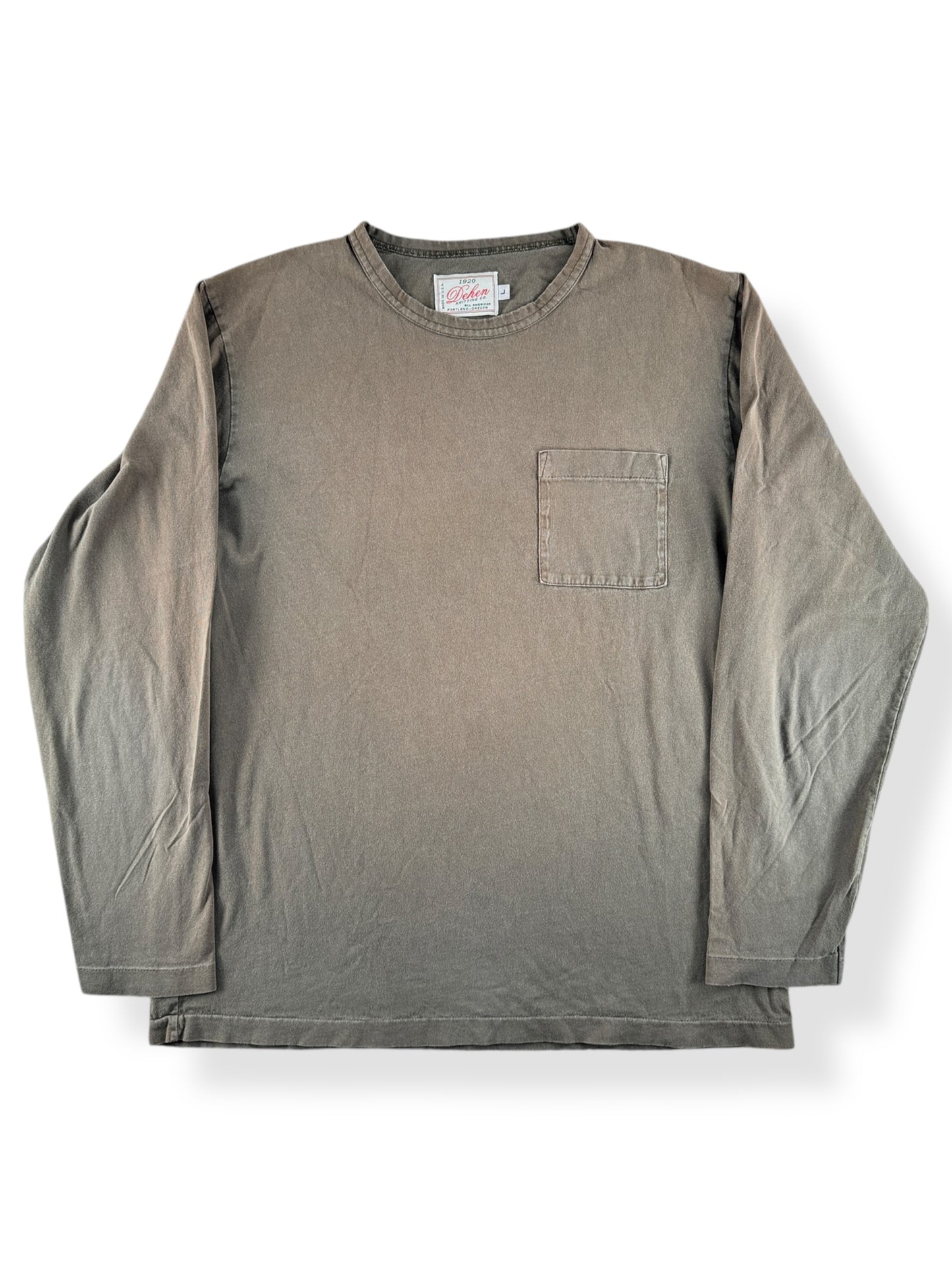 Front of Modern Dehen Long Sleeve Olive Drab Tee SZ L