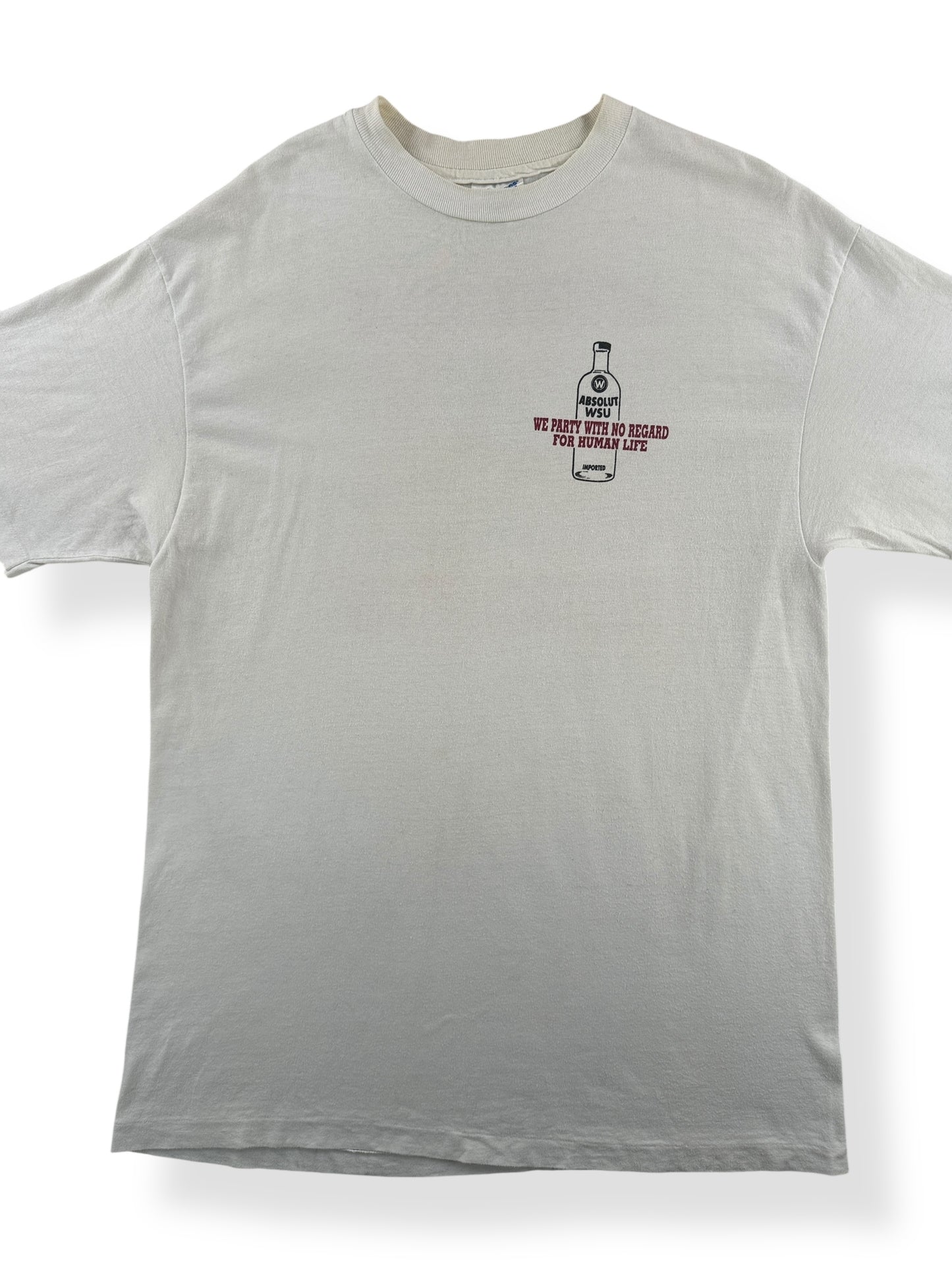 Front Close Up of Vintage Absolut WSU Tee SZ L