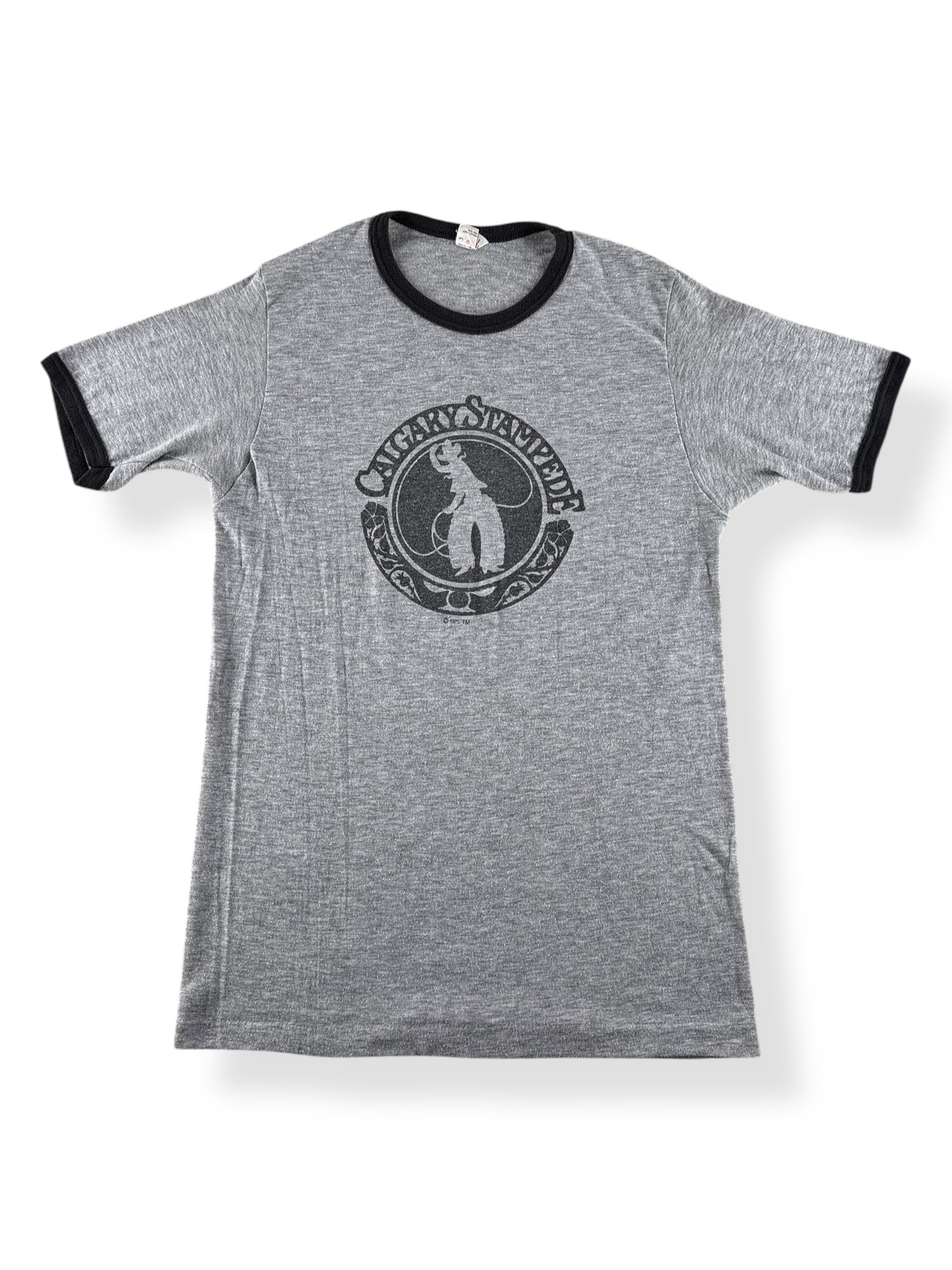 Front of Vintage 1975 Calgary Stampede Ringer Tee SZ S