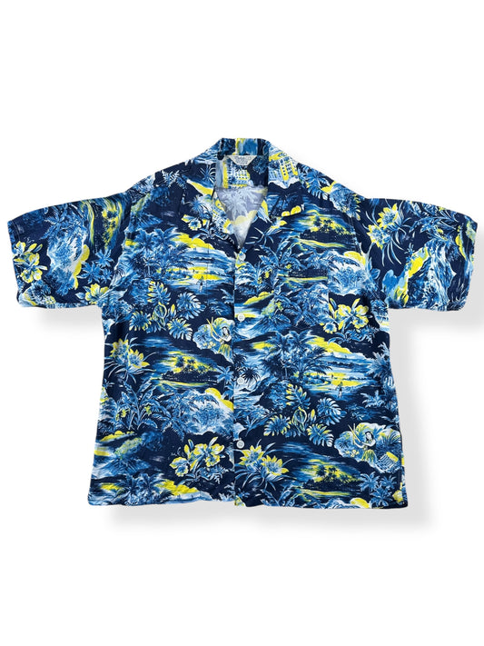 Front of Vintage Tahiti Brand Aloha Shirt SZ L AS IS