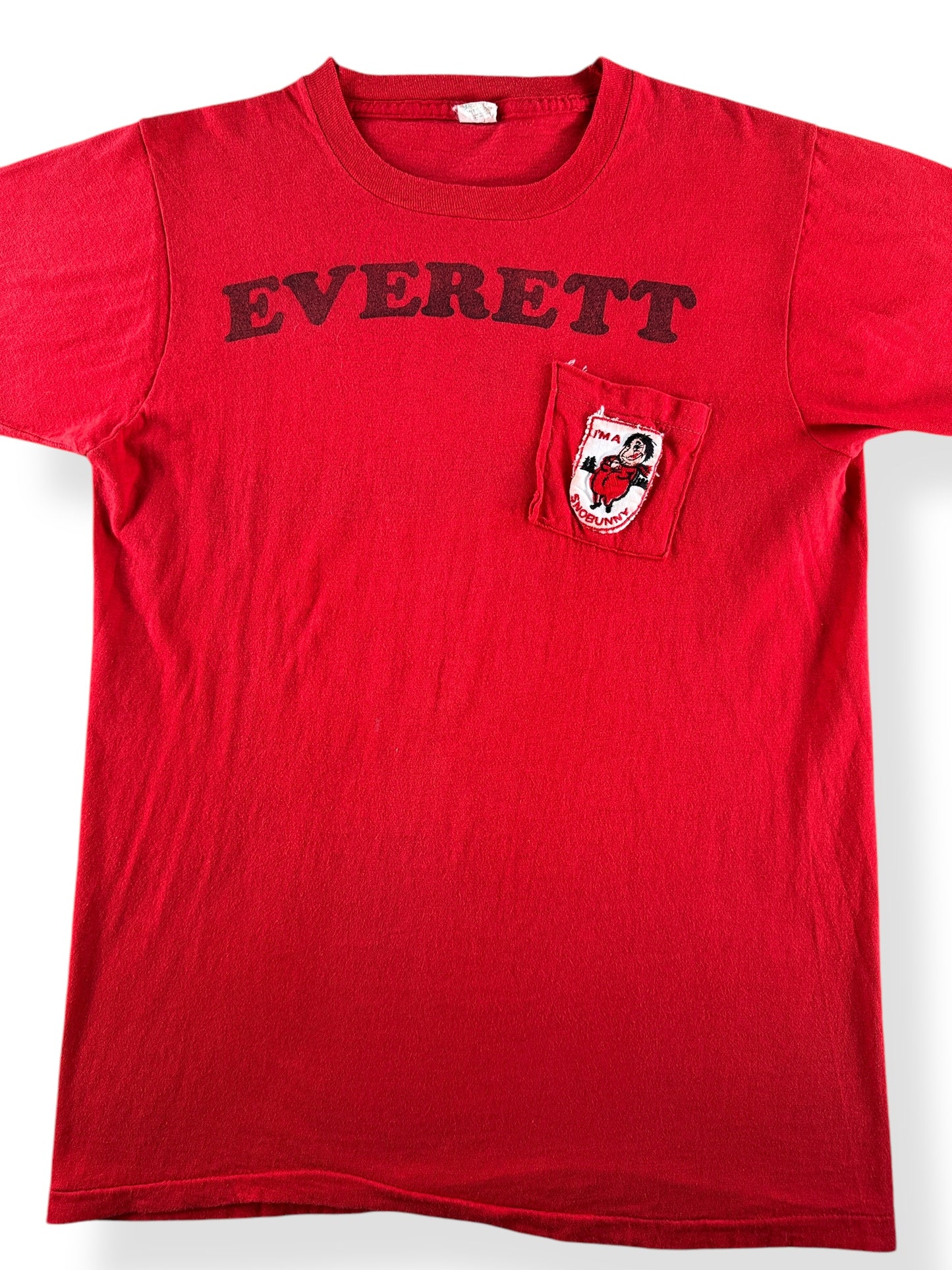 Front Close Up of Vintage Interesting Everett Pocket Tee SZ S