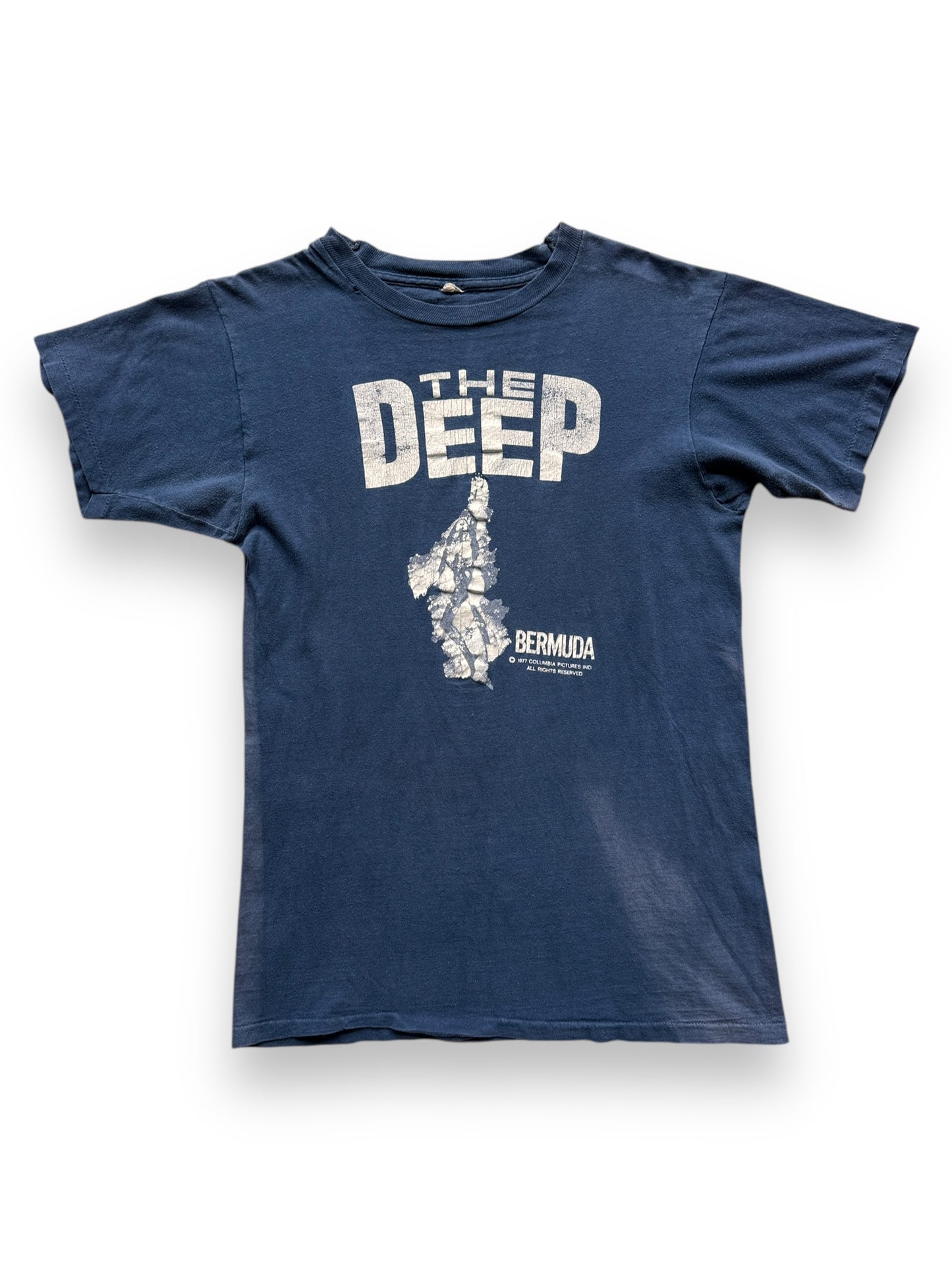 front of Vintage 1977 The Deep Movie Promo Tee w/ Insane Fade SZ S-M