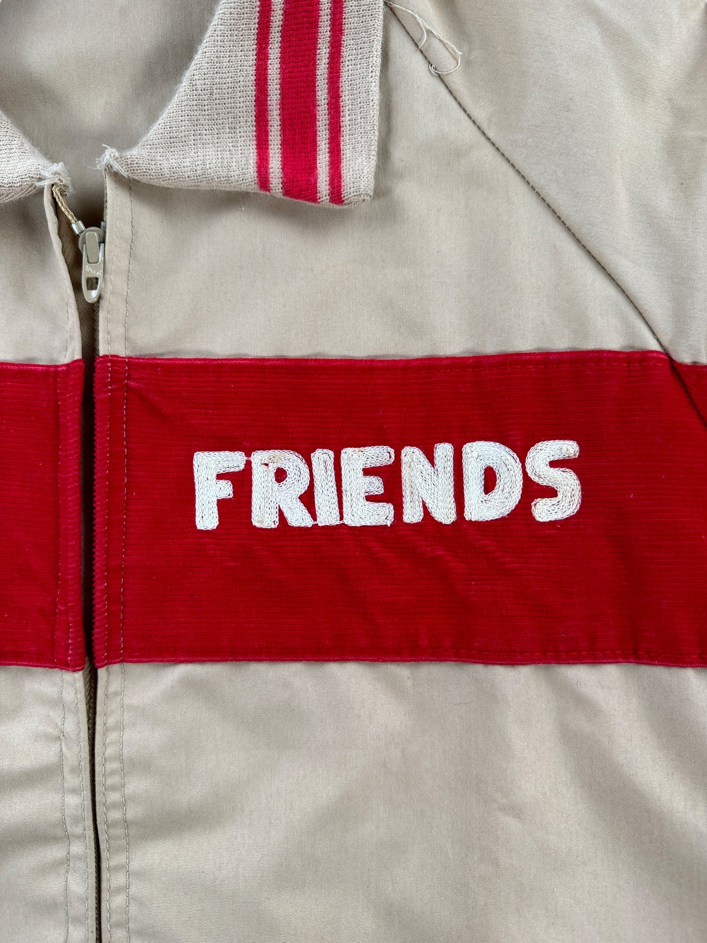 Chainstitching on Vintage 1980 Champion FRIENDS Lacrosse Jacket SZ XL