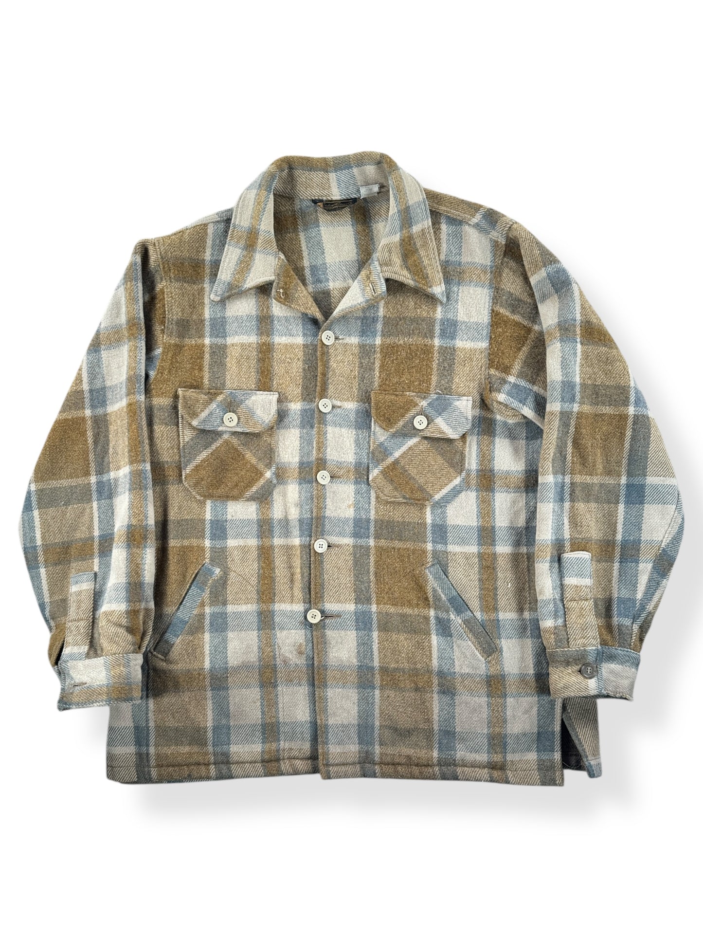 Front of Vintage 80s Eddie Bauer Wool Flannel Jacket SZ XL