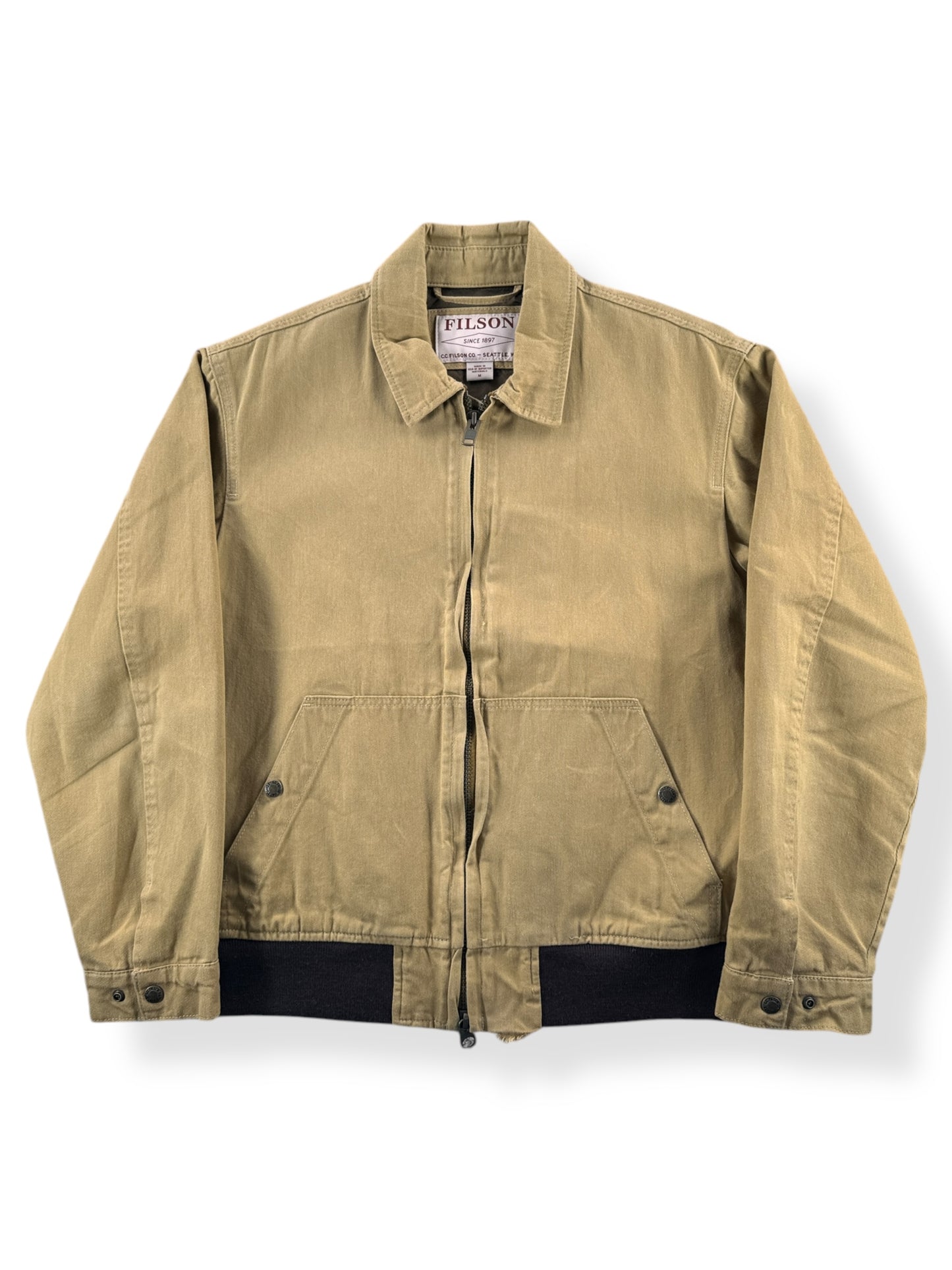 Front of Modern Filson Dry Wax Work Jacket Sample SZ M