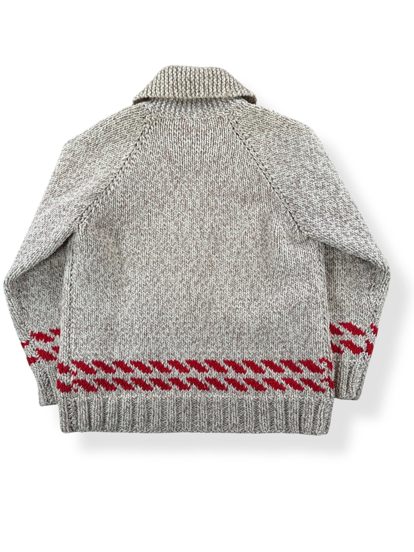 Back of Vintage Beige and Red Cowichan Style Sweater SZ M