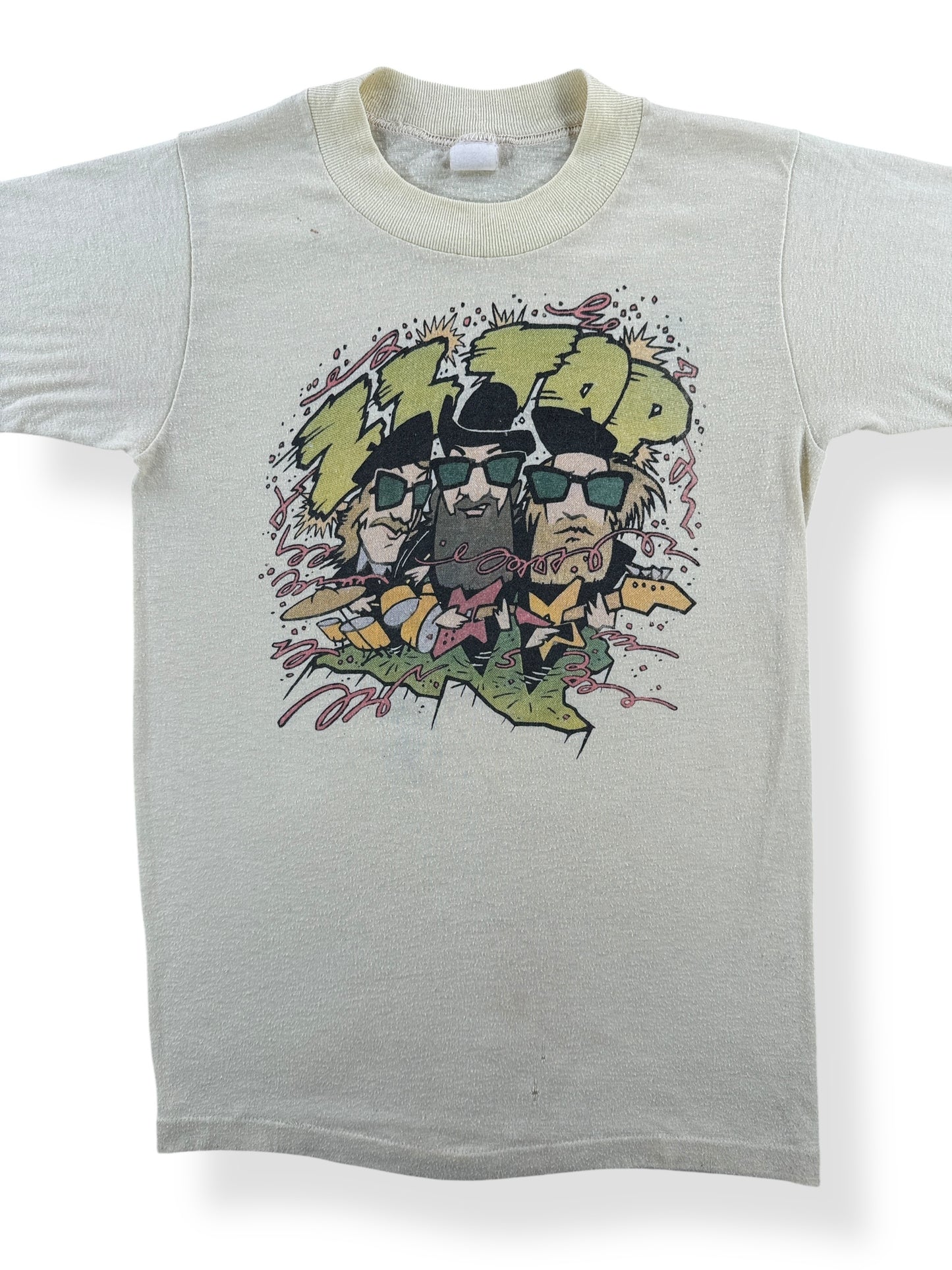 Front Close Up of Vintage 1981 Zz Top Tee SZ XS
