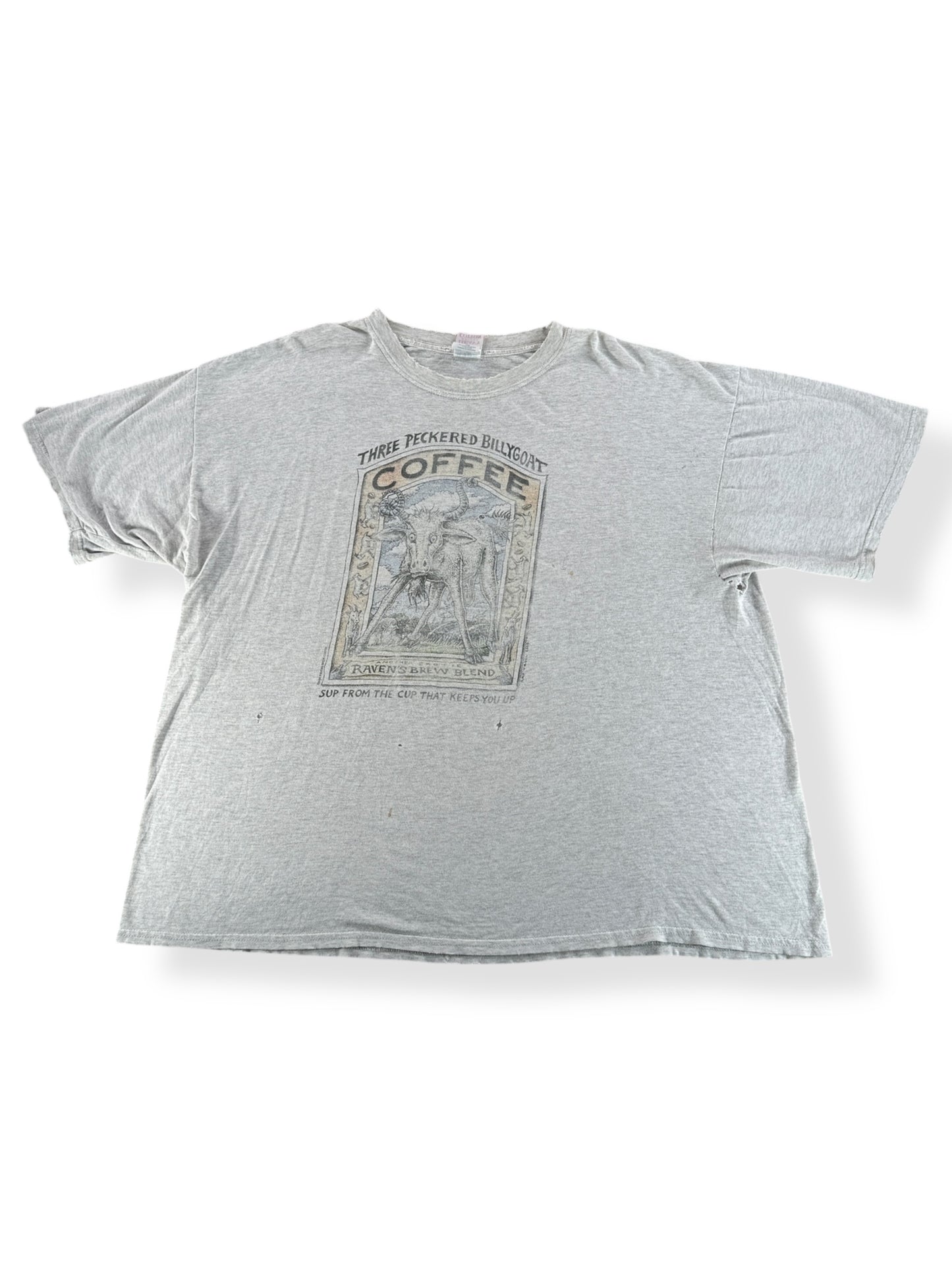 Front of Vintage Ray Troll Ravens Brew Blend Coffee Tee SZ XXL