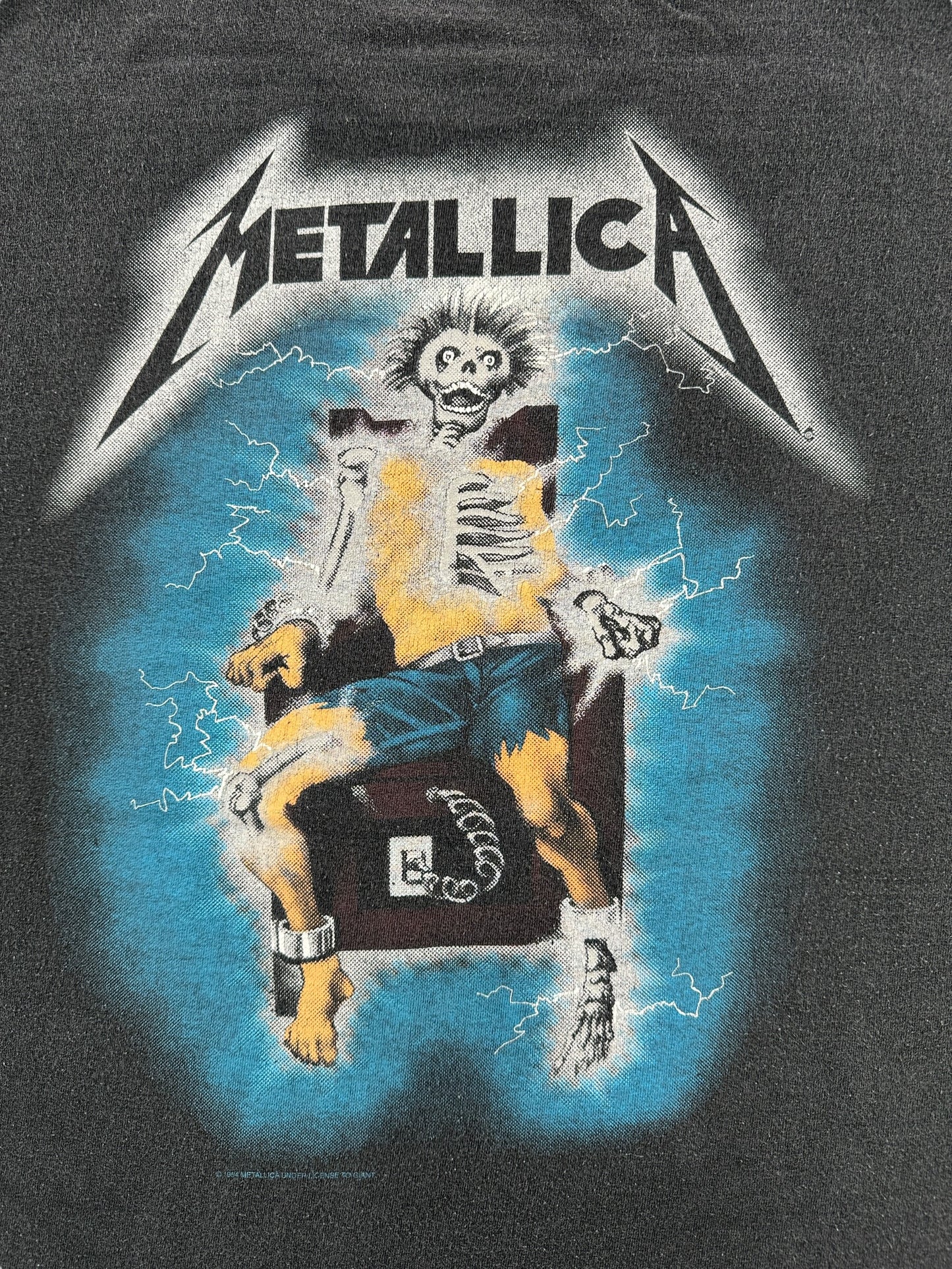 Back Graphic of Vintage 1994 Metallica Ride the Lightning Tee SZ XL