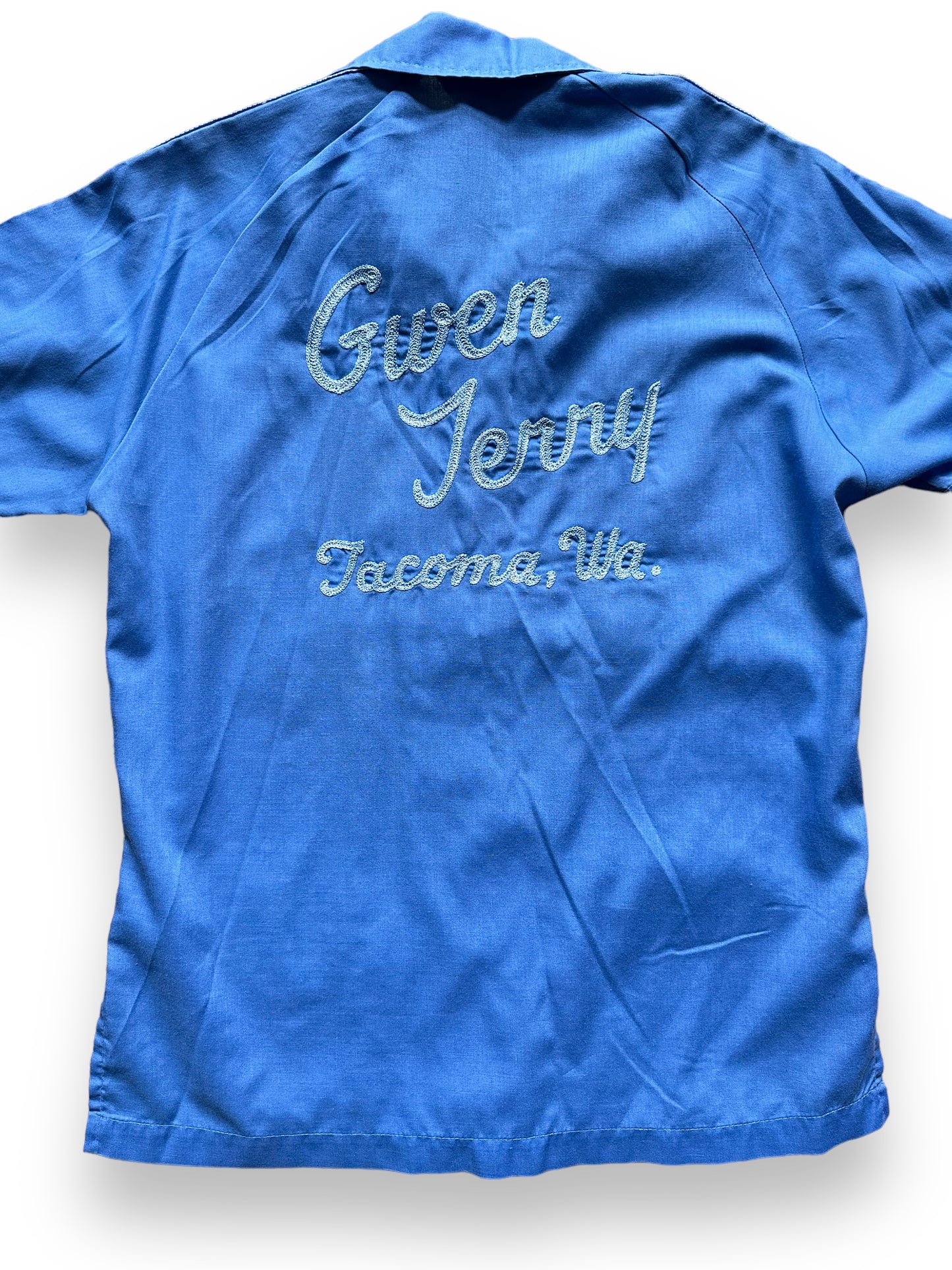 back close up of Vintage Gwen Terry Tacoma Chainstitched Ladies Bowling Shirt SZ M | Vintage Bowling Shirt Seattle | Barn Owl Vintage Seattle