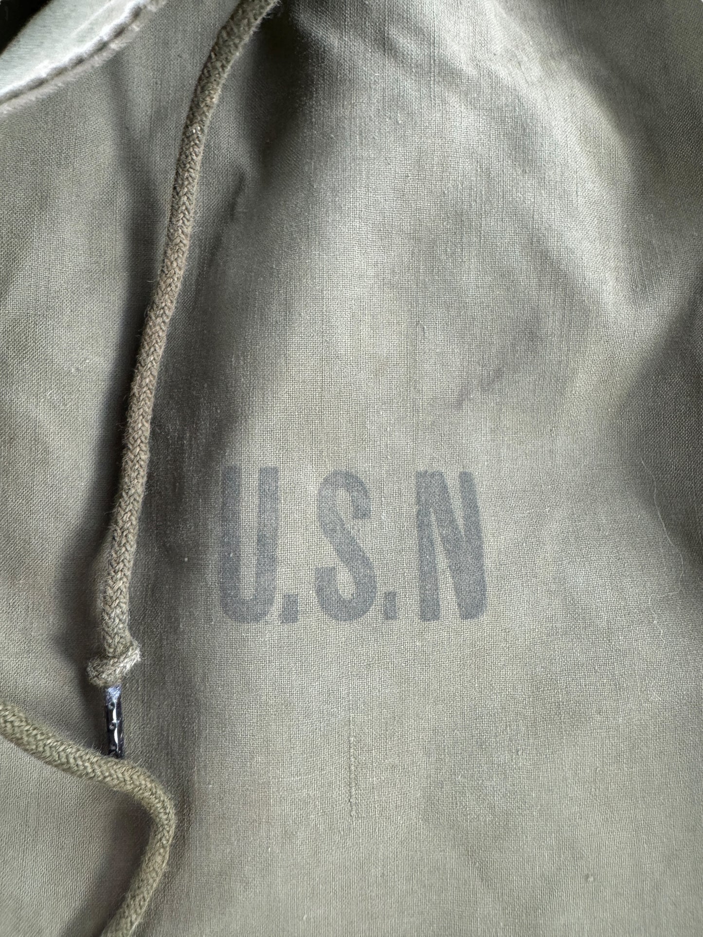 Stencil on Vintage WW2 Era USN Foul Weather Smock SZ M