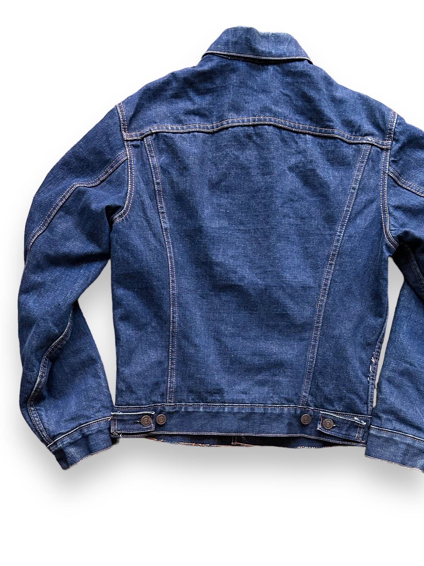 Left Rear View on Vintage Levi's Big E Blanket Lined Type III Trucker SZ S | Vintage Denim Workwear Seattle | Seattle Vintage Denim
