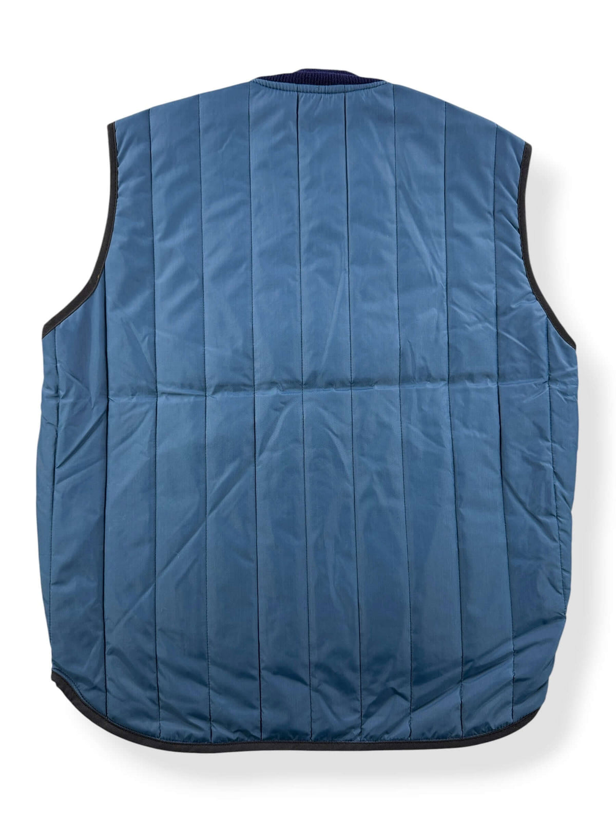 Back of Vintage Quilted Navy Blue Vest SZ M