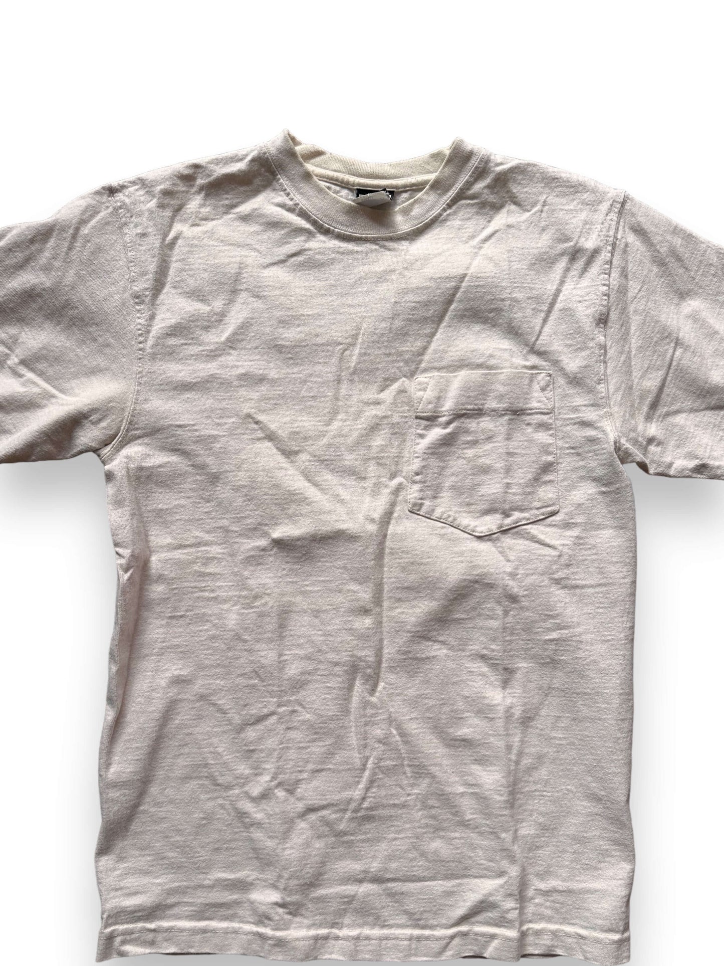 Front Detail on White Filson Loopwheel Heavyweight Cotton Pocket Tee SZ S | Barn Owl Vintage Goods | Vintage Filson Workwear Seattle