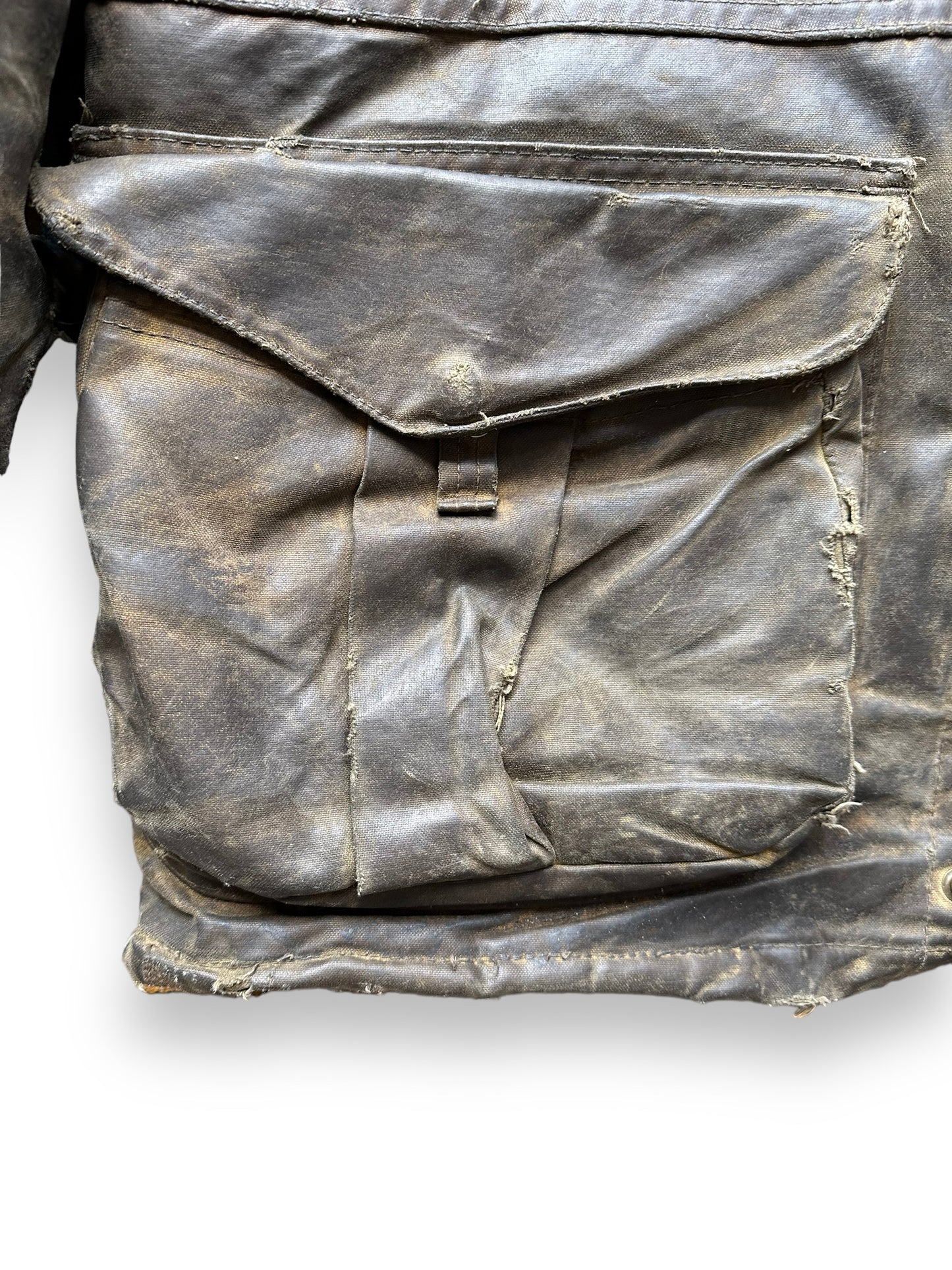 Repairs on Pocket of Filson Nasty Boy Tin Cloth Field Jacket SZ 42 | Filson Tin Cloth Jacket | Vintage Workwear Seattle