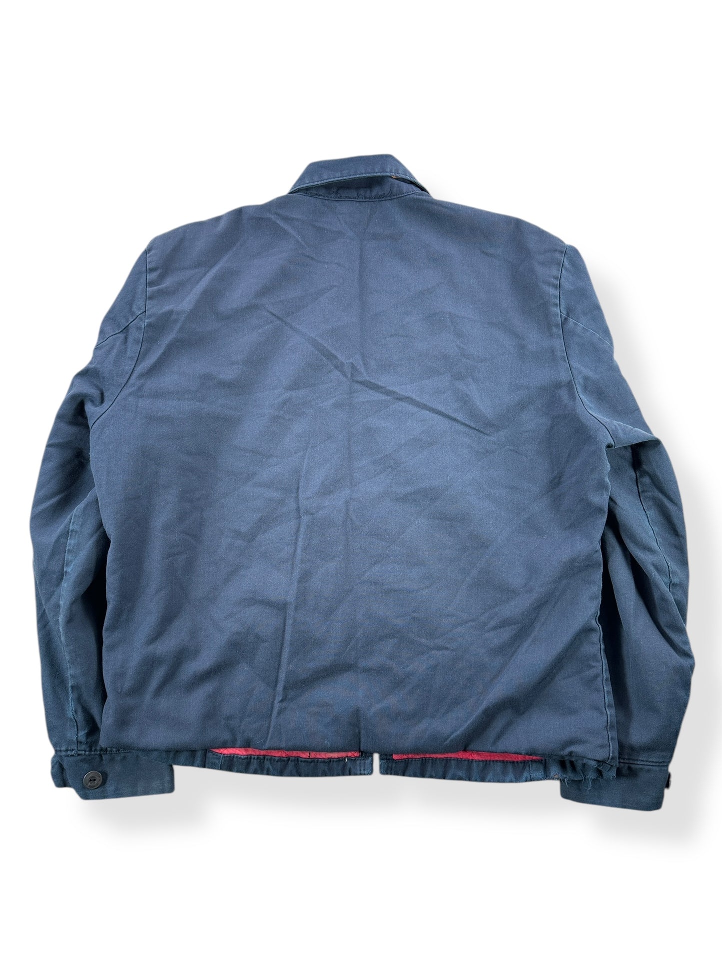 Back of Vintage Blue Quilted Red Kap Gas Station Jacket SZ M