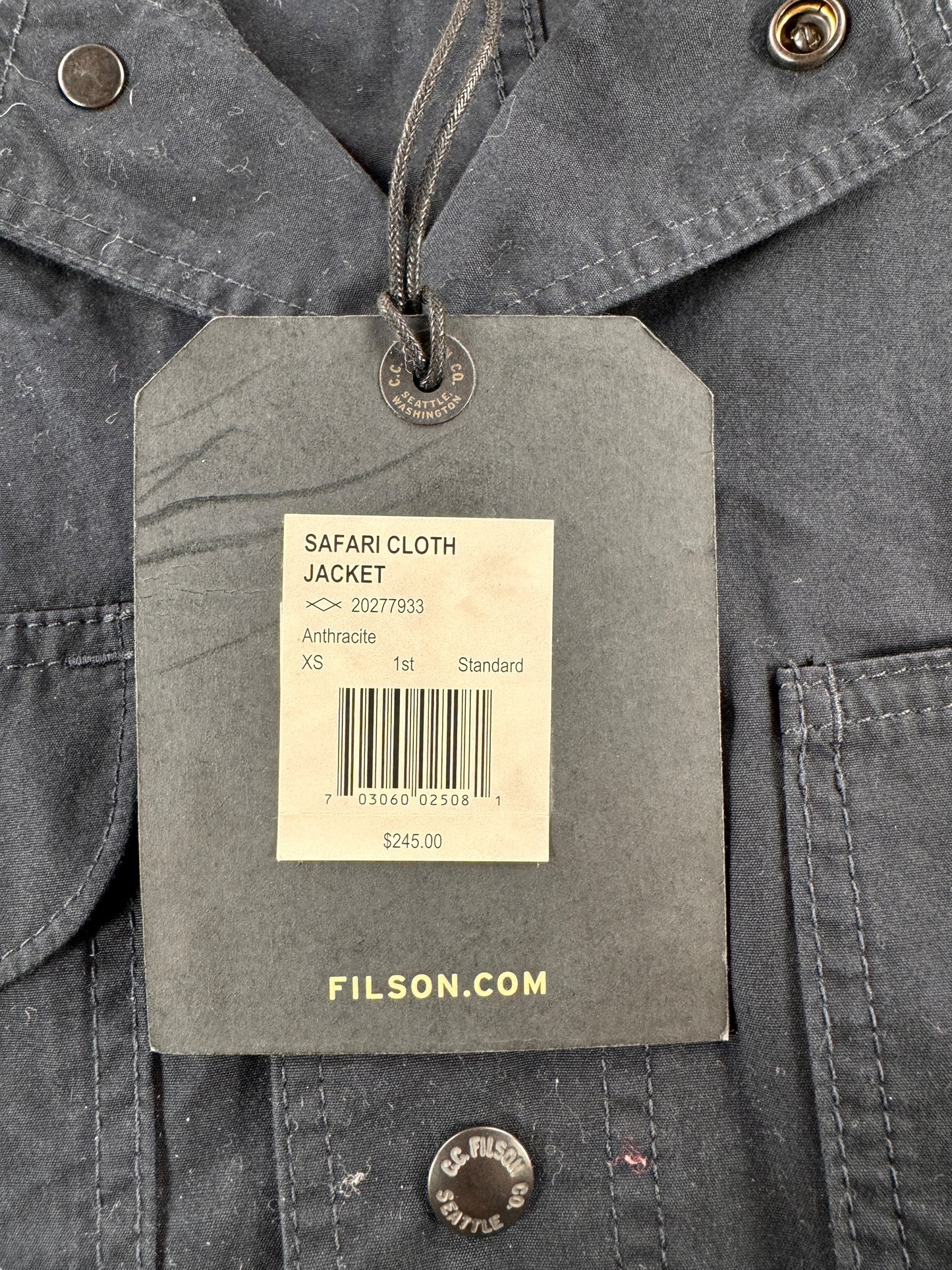 Paper Tag on Modern NWT Filson Safari Cloth Jacket SZ XS