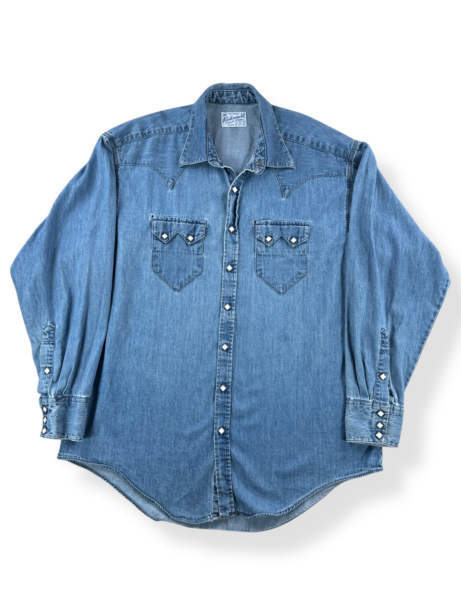Vintage Rockmount Western Wear Denim Shirt SZ XL