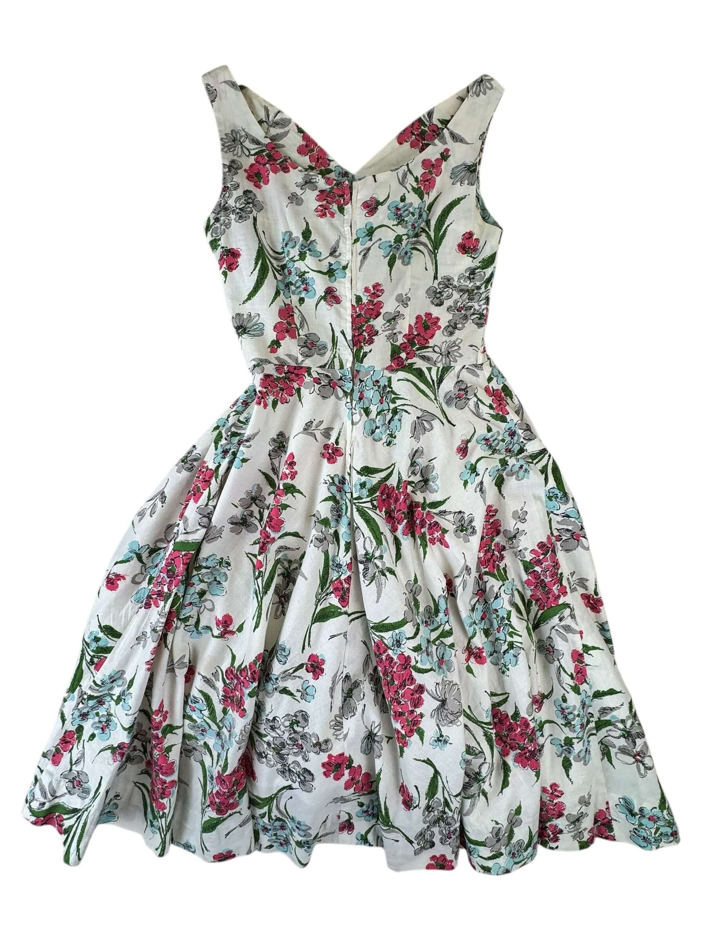 Back of 1950s Floral Glitter Dress M