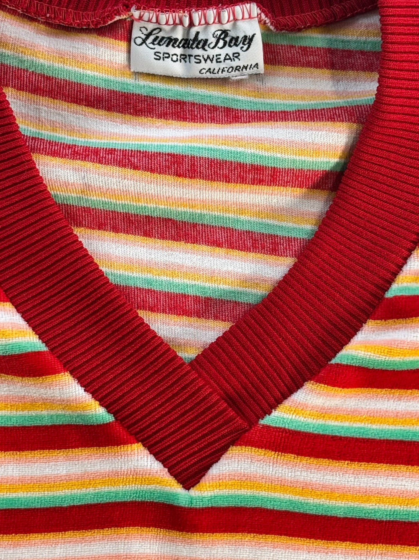 Tag of view of1970s Striped Velour Top M