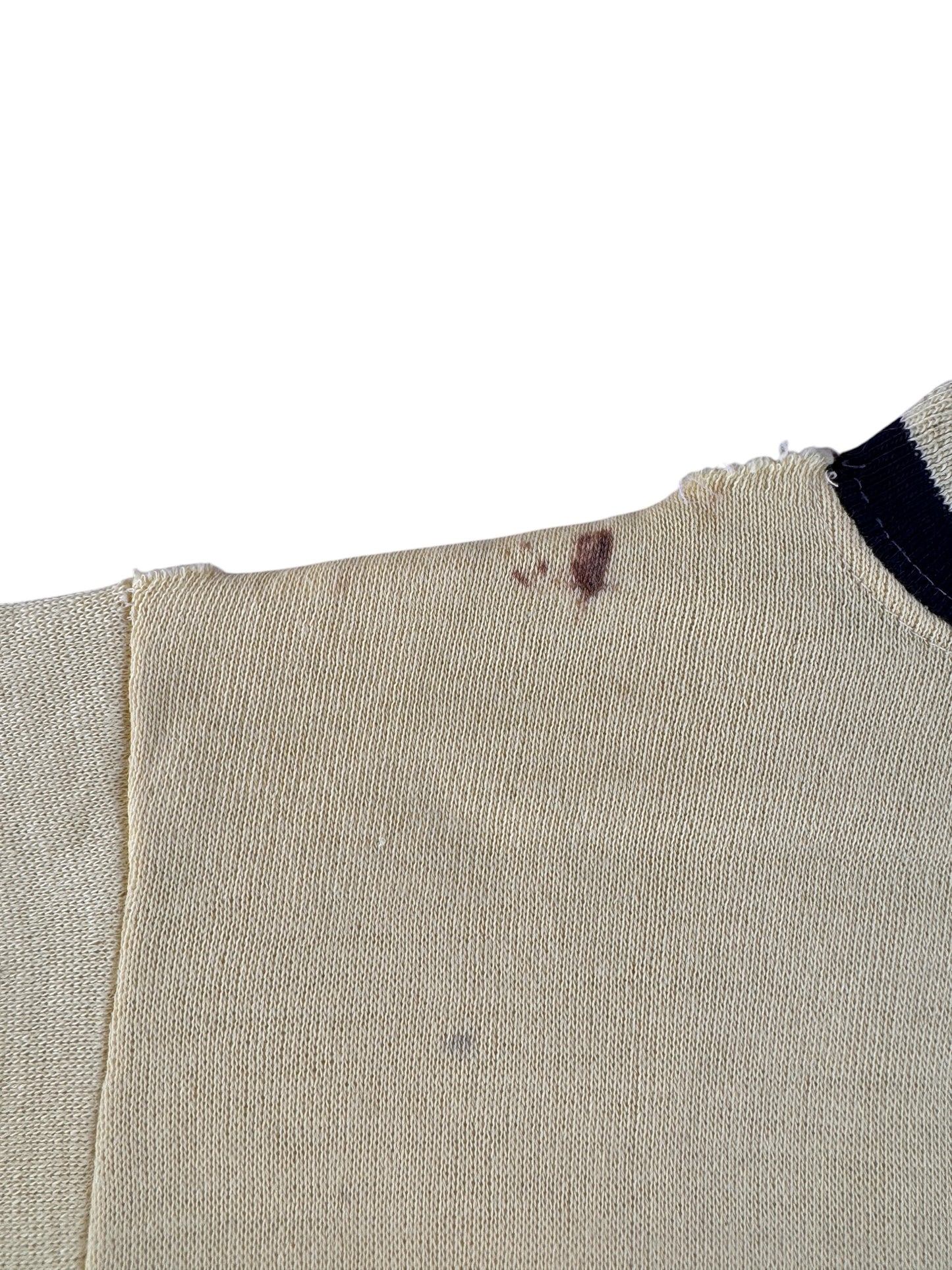 Stain on Creslan Ringer Short Sleeve Crewneck SZ S AS IS