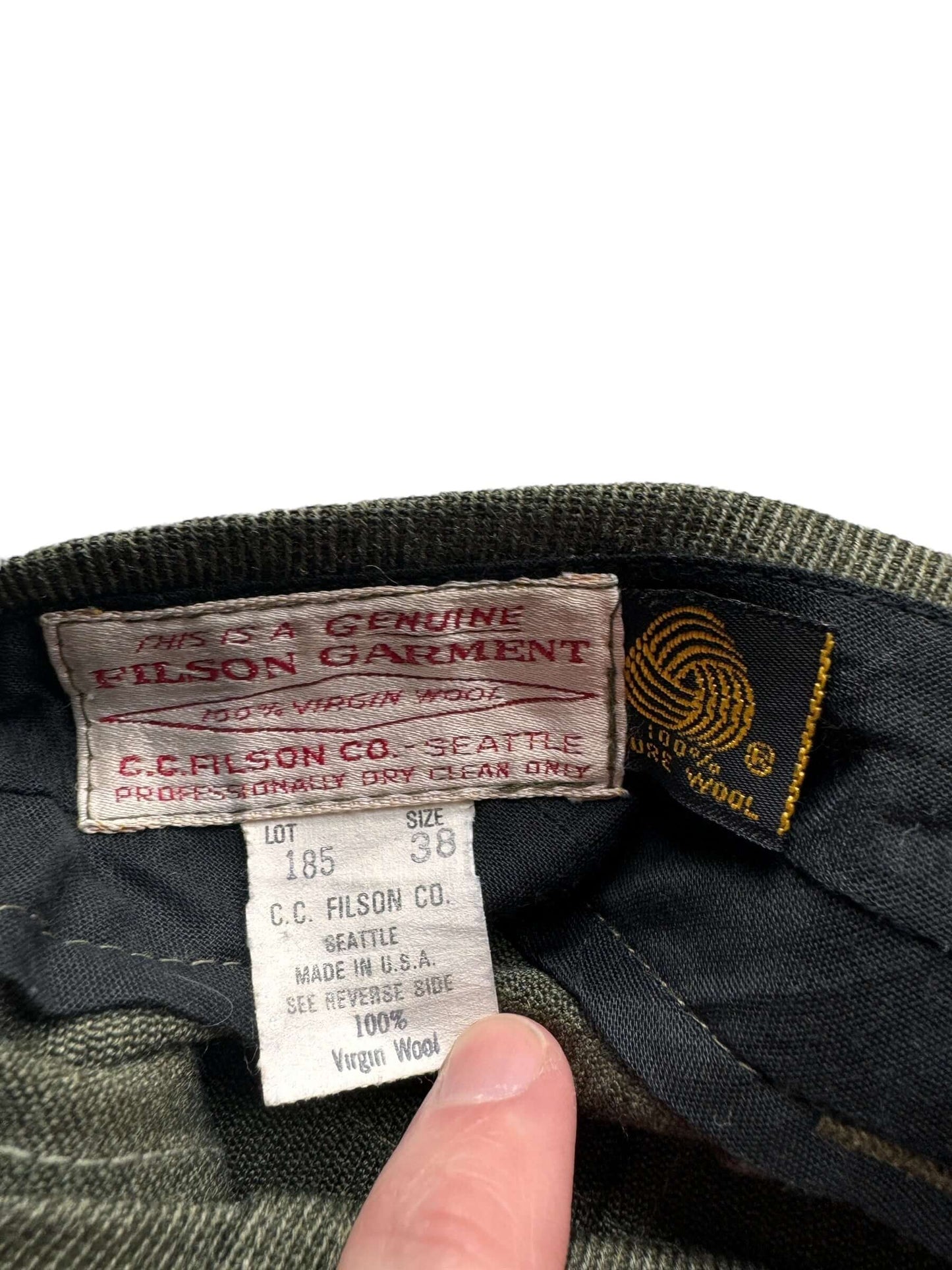 Label on Vintage 80s Era Filson Whipcord Hiking Trousers W40