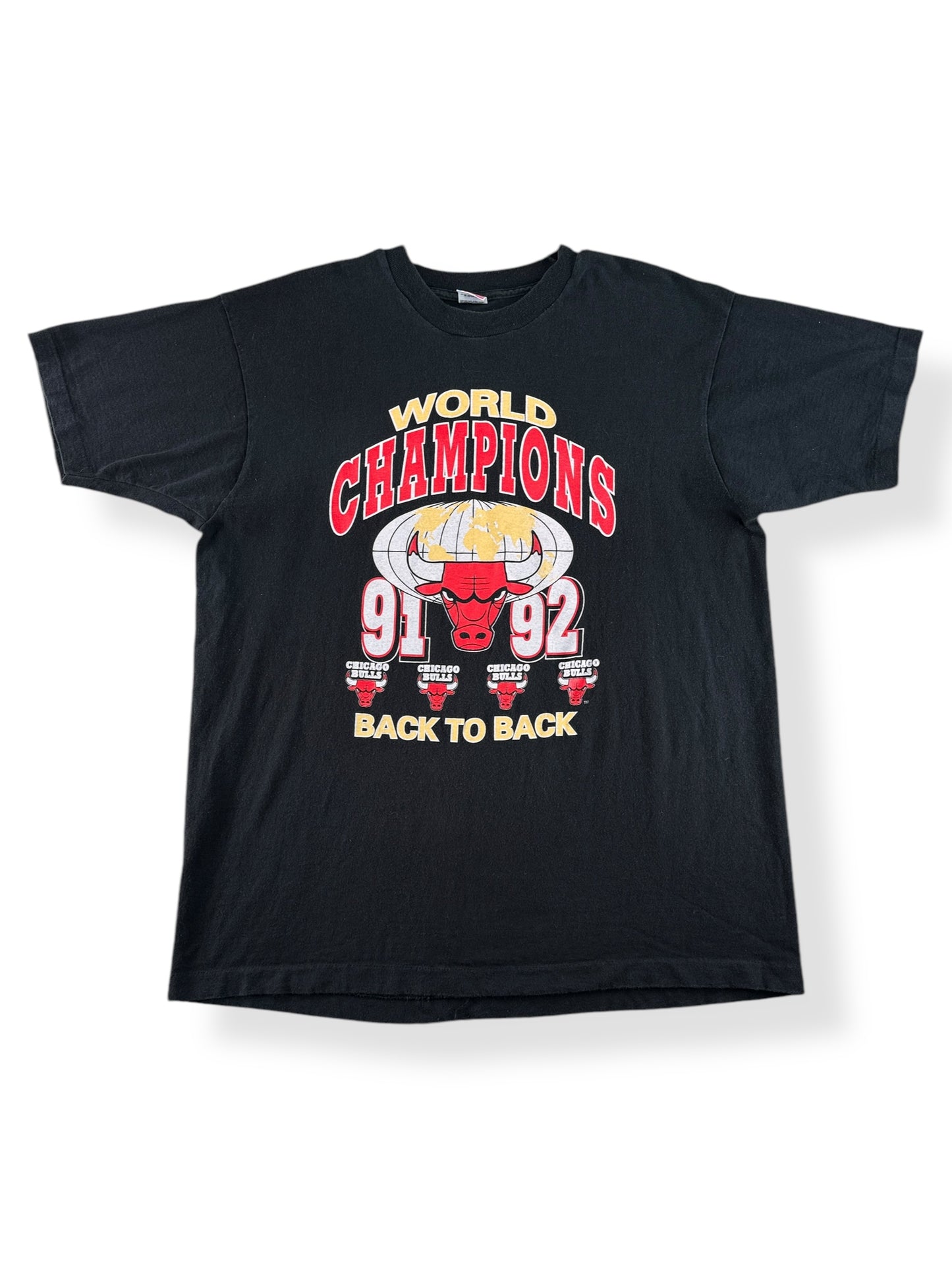 Front of Vintage Chicago Bulls Back to Back World Champions Tee SZ XL
