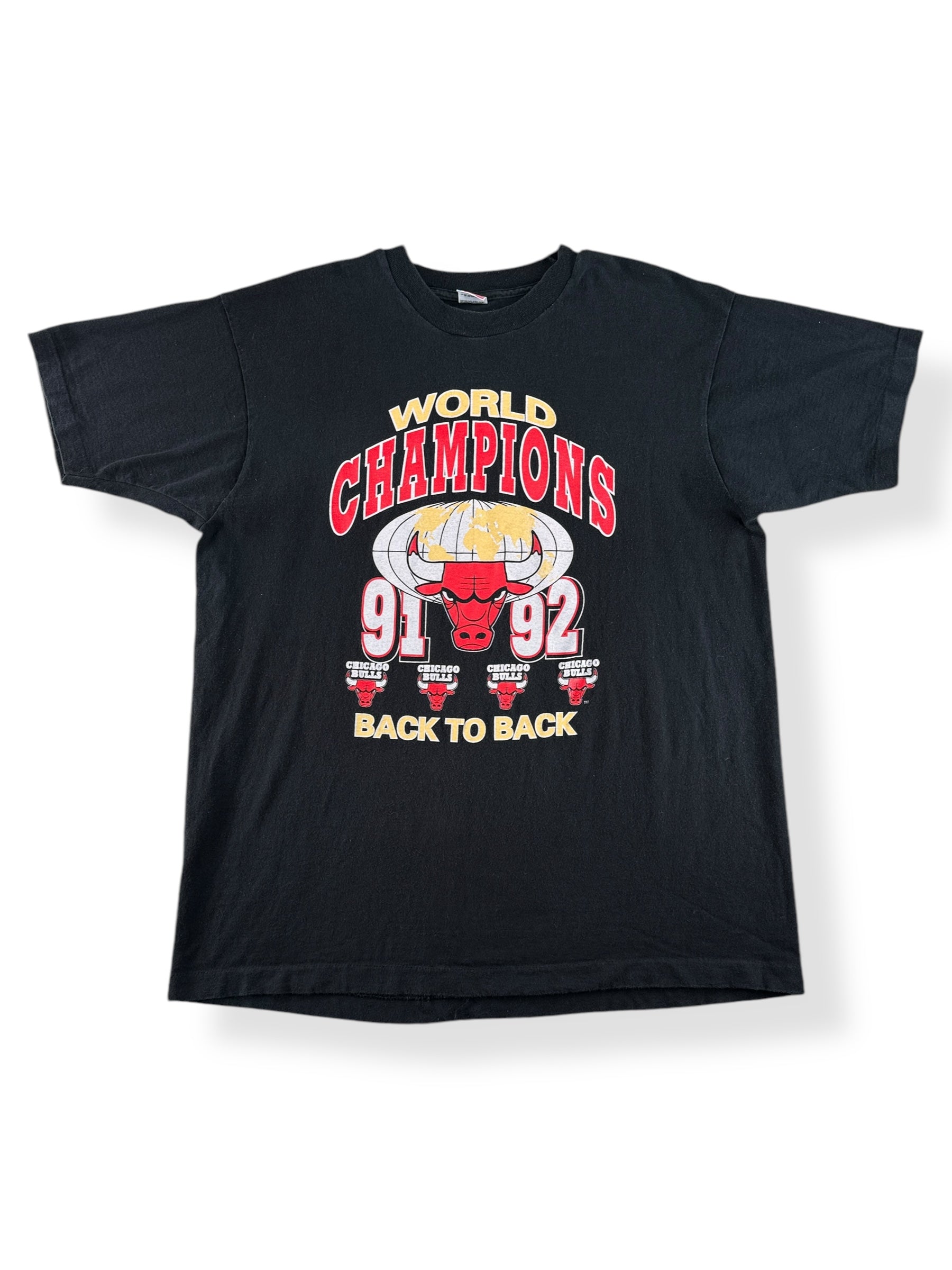 Front of Vintage Chicago Bulls Back to Back World Champions Tee SZ XL