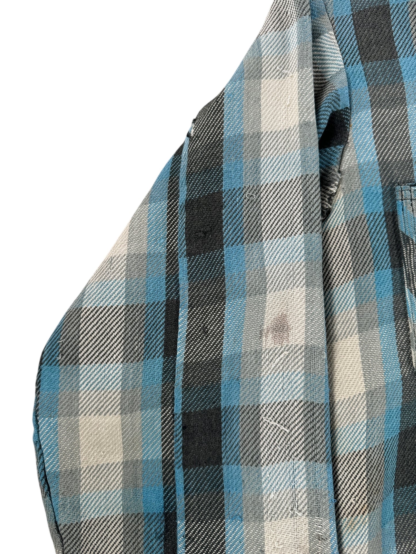 Stains on Vintage Big Mac Blue and Grey Cotton Flannel SZ L