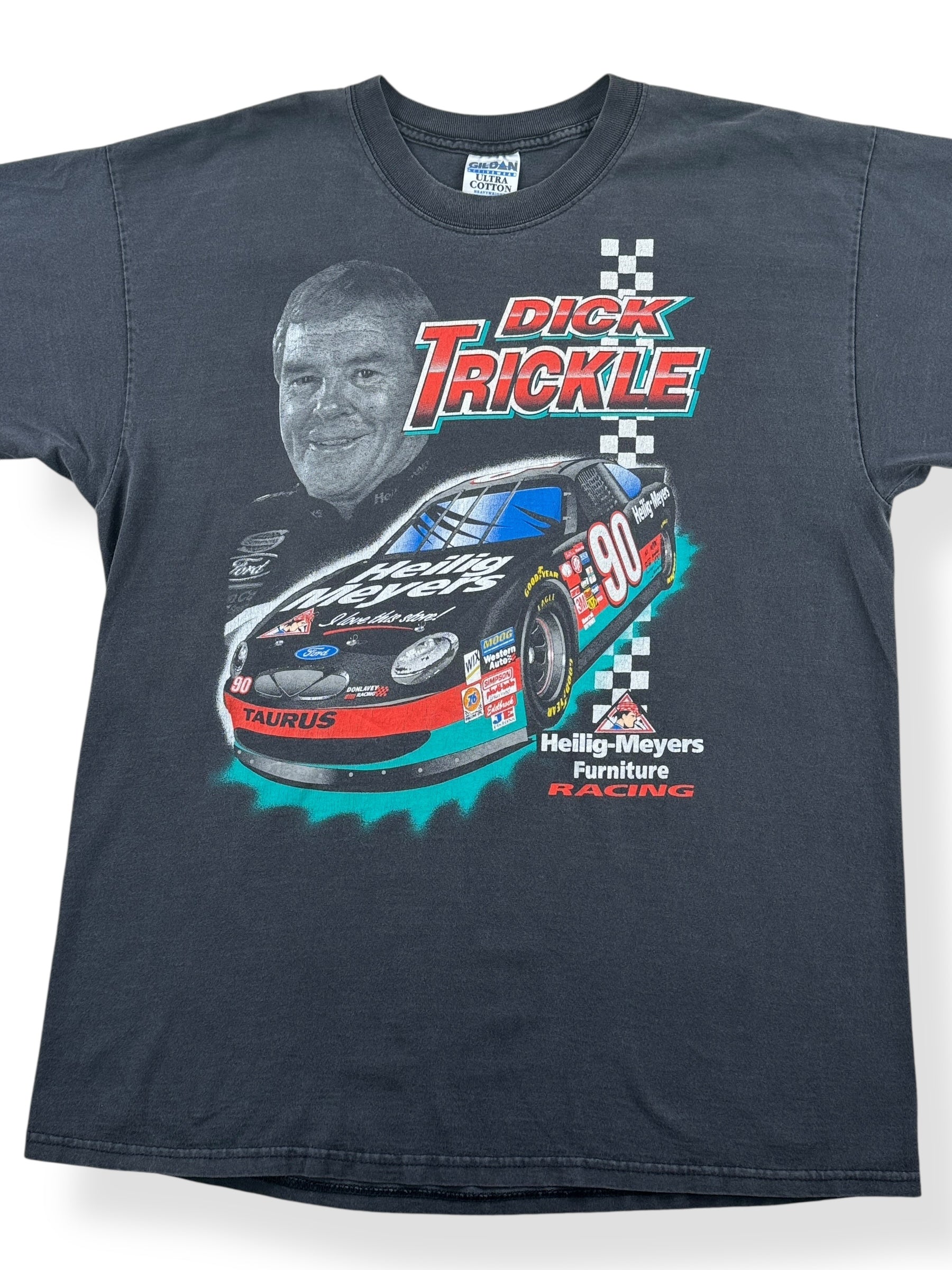 Front Close Up of Vintage Dick Trickle Racing Tee SZ XL