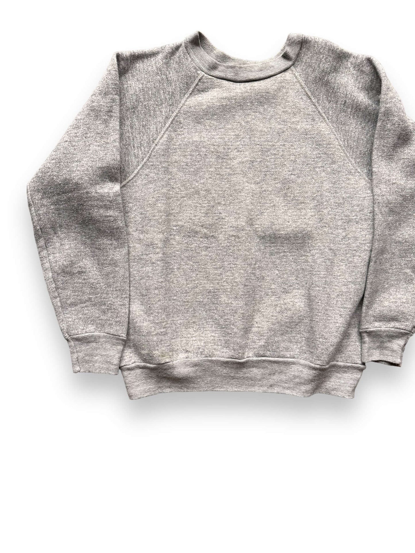 Front Right View of Vintage Heather Grey Creslan Crewneck SZ M | Vintage Sweatshirt Seattle